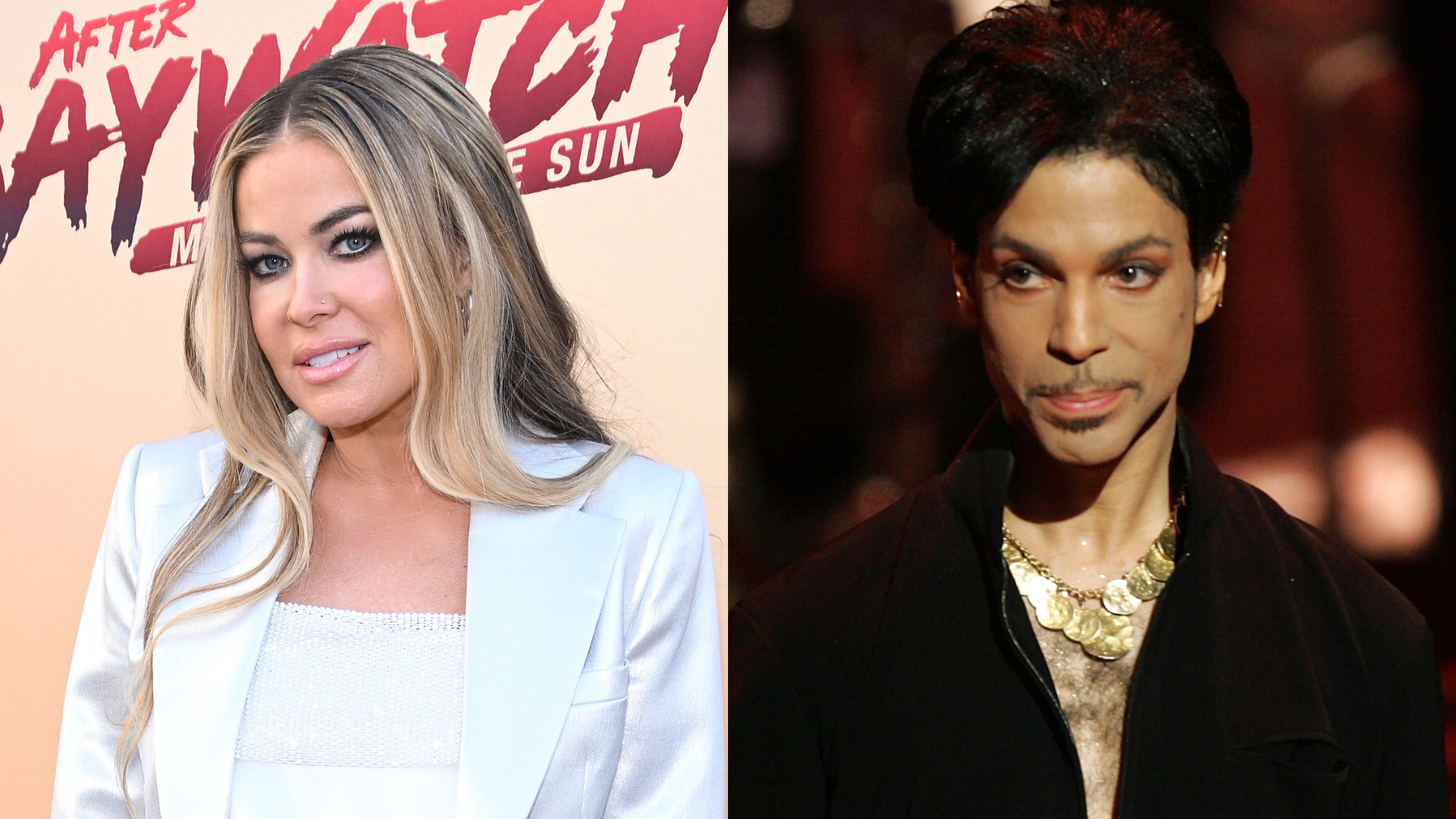 Carmen Electra and Prince at separate events.