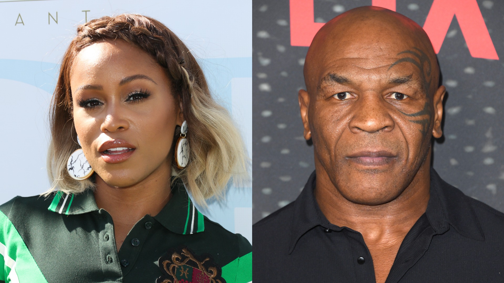 Split image of Eve and Mike Tyson.