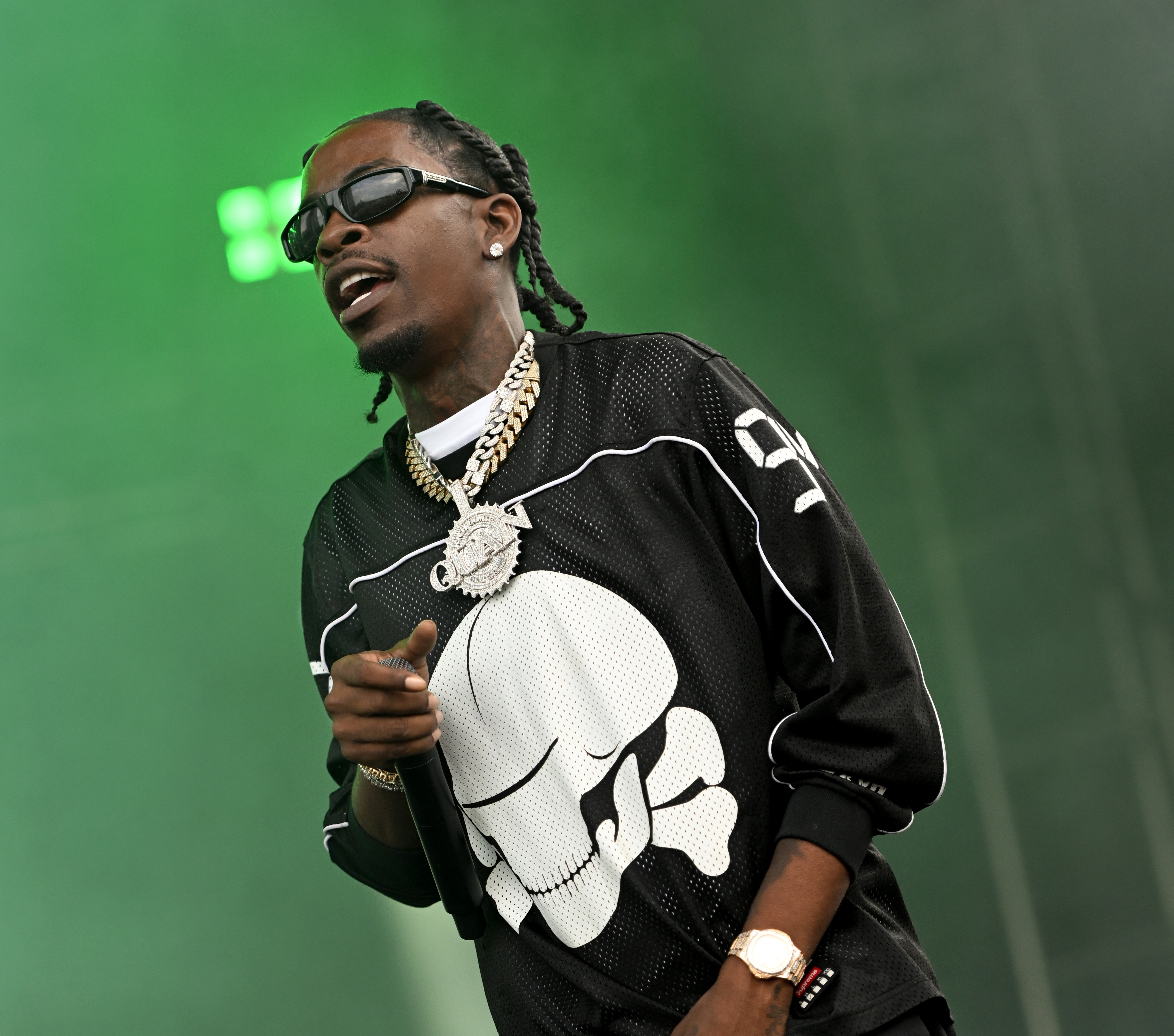 LOUISVILLE, KENTUCKY - MAY 25: Rich Homie Quan performs during the inaugural 2024 Gazebo Festival at Waterfront Park on May 25, 2024 in Louisville, Kentucky.
