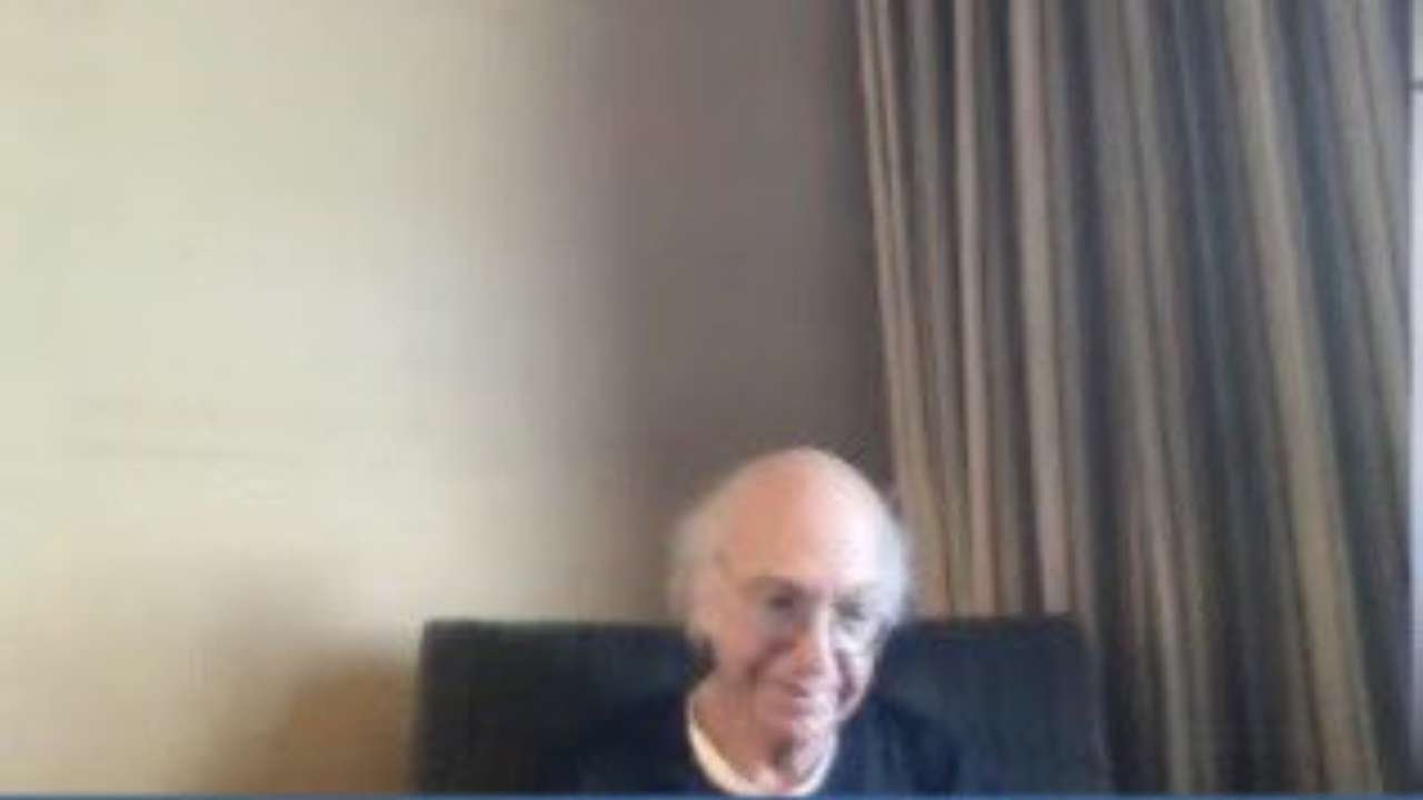 Screenshot of Larry David during a Zoom