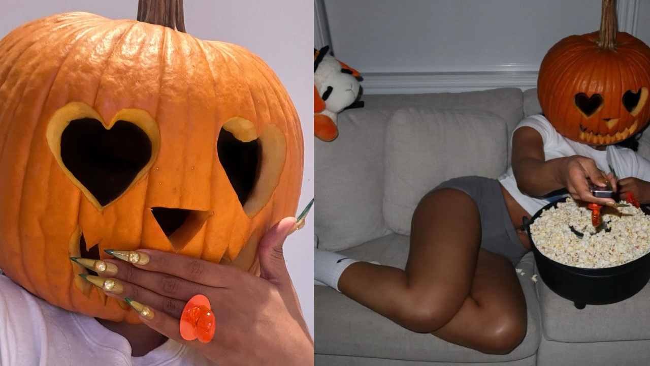 megan in pumpkin attire