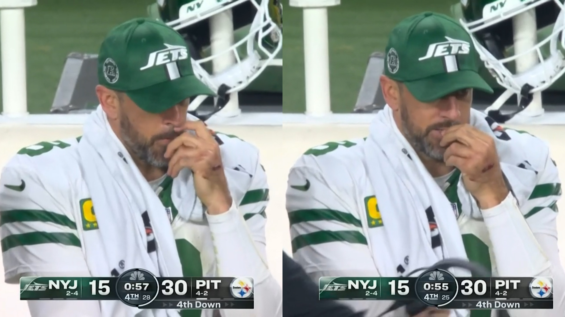 Aaron Rodgers seemingly eating his boogers.