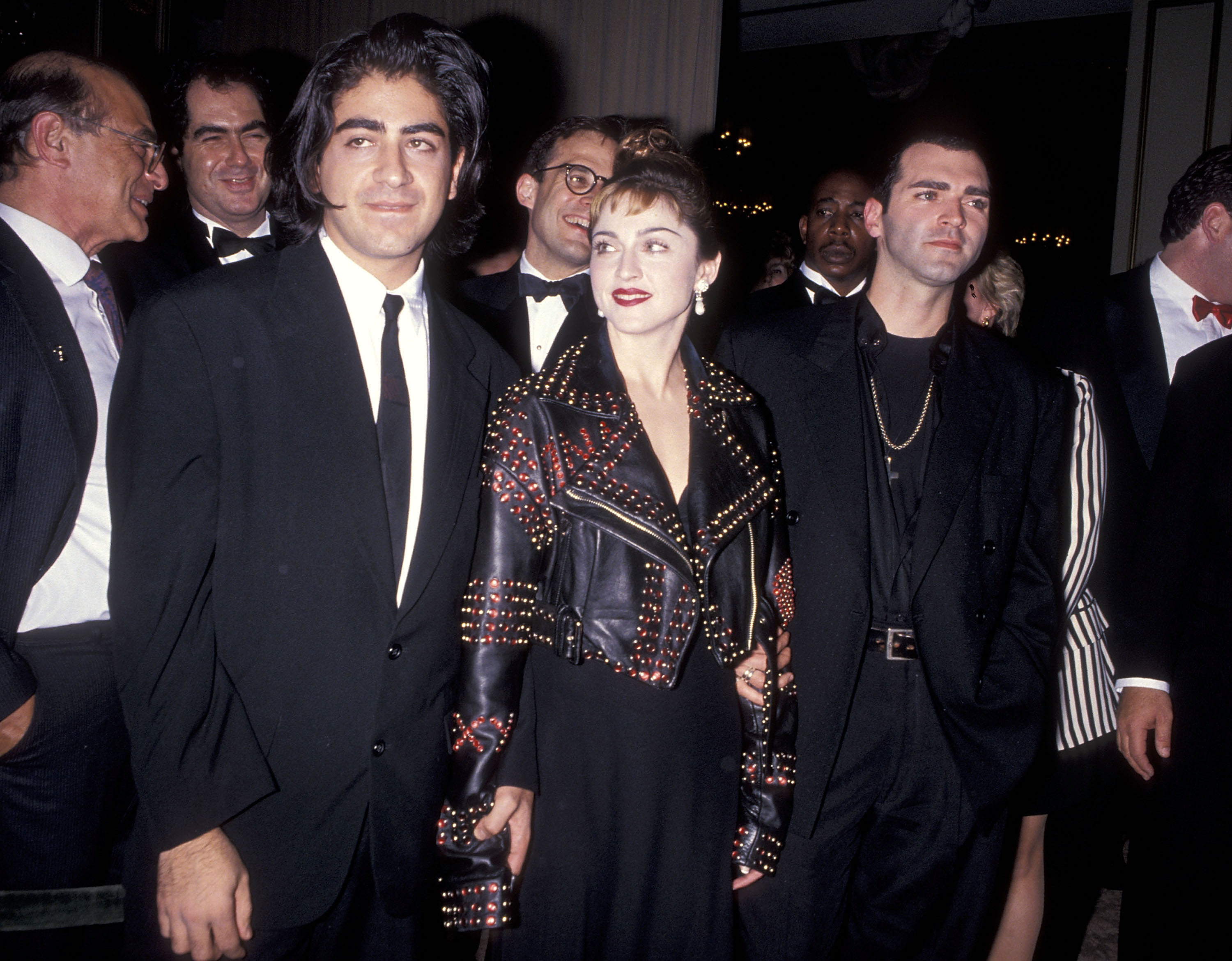 Director Alek Keshishian, singer Madonna and brother Christopher Ciccone wearing black.