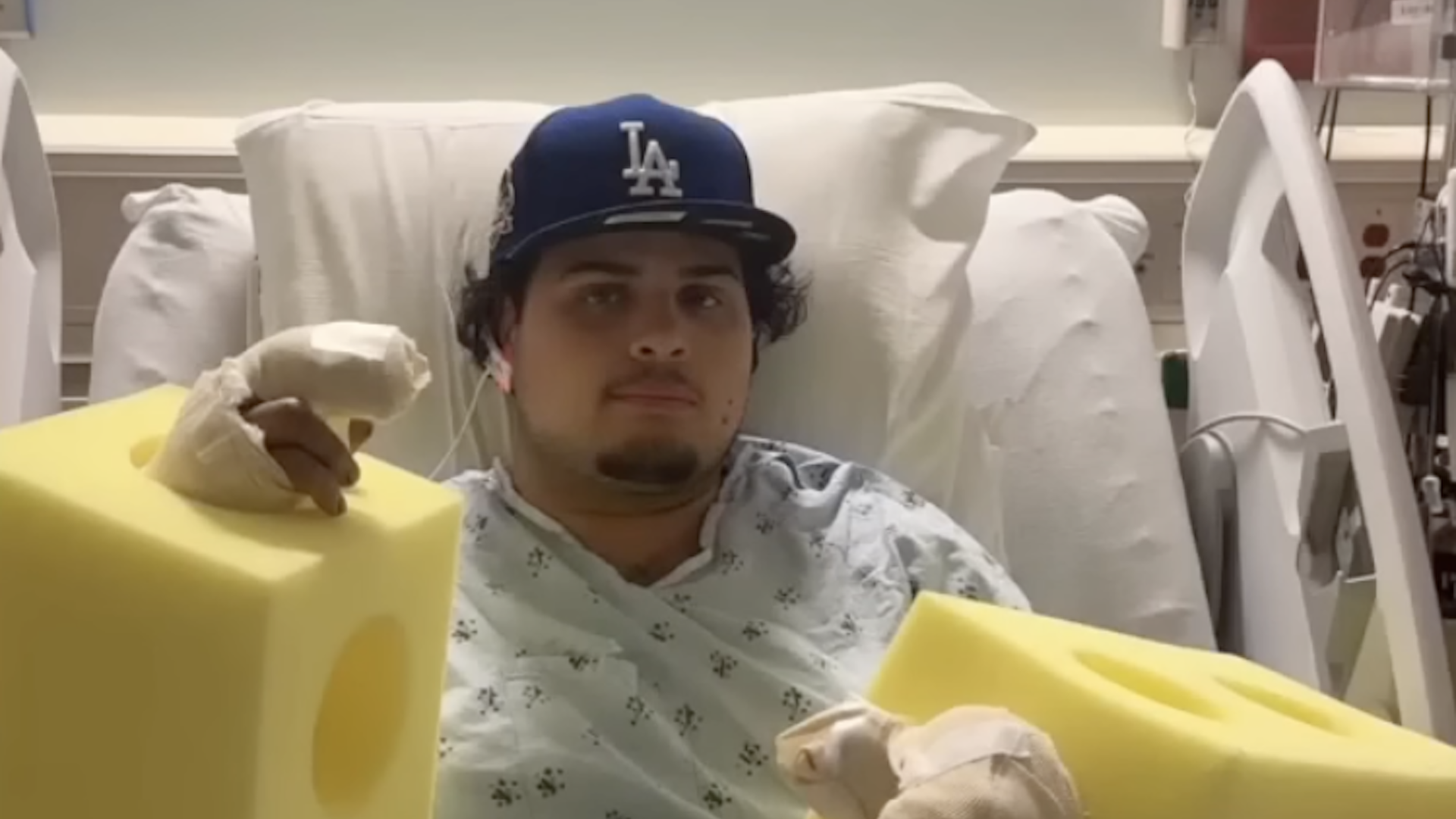 Kevin King Jr.in a hospital bed