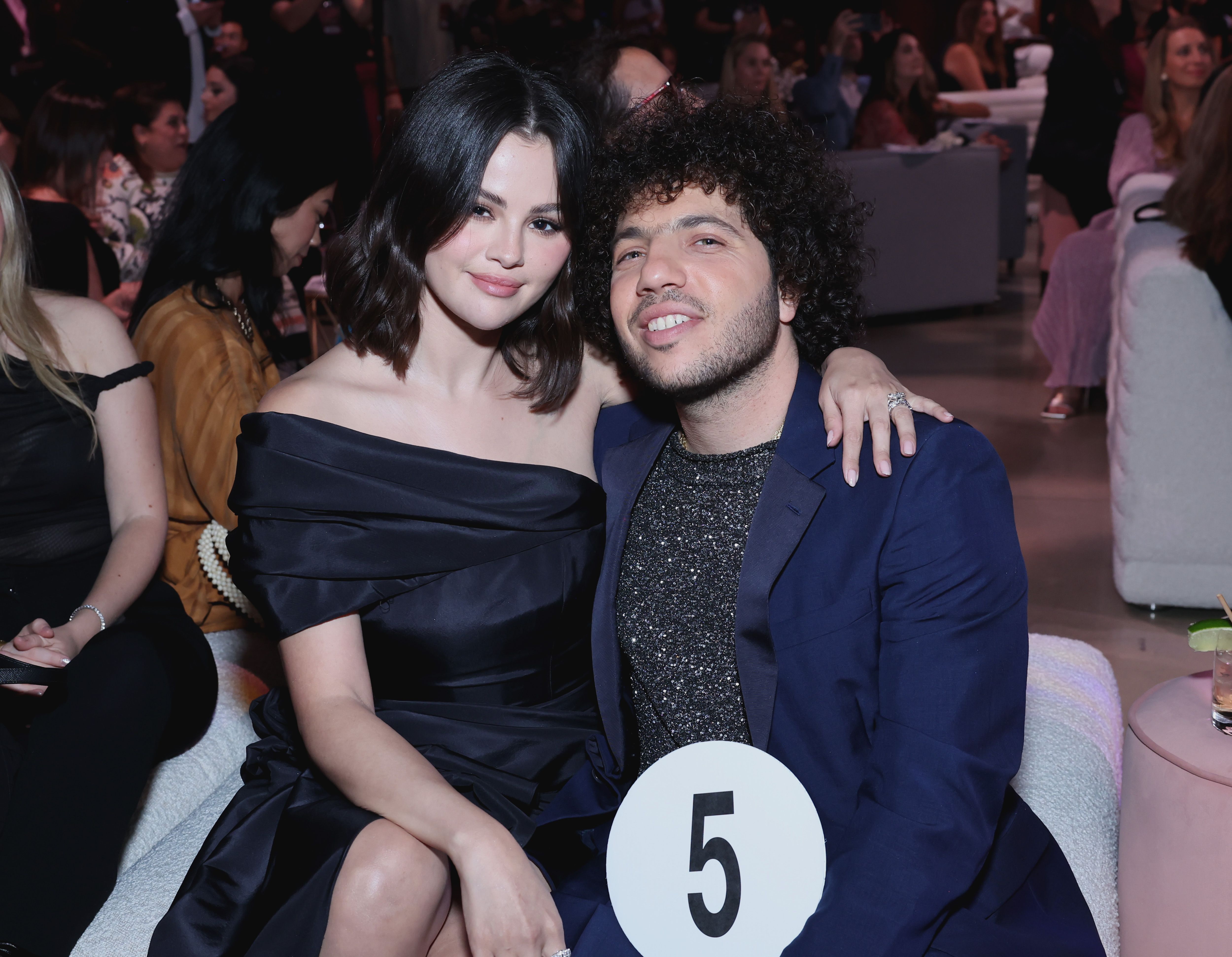 LOS ANGELES, CALIFORNIA - OCTOBER 24: (L-R) Selena Gomez and Benny Blanco attend the Second Annual Rare Impact Fund Benefit Supporting Youth Mental Health, hosted by Selena Gomez, at Nya Studios on October 24, 2024 in Los Angeles, California.