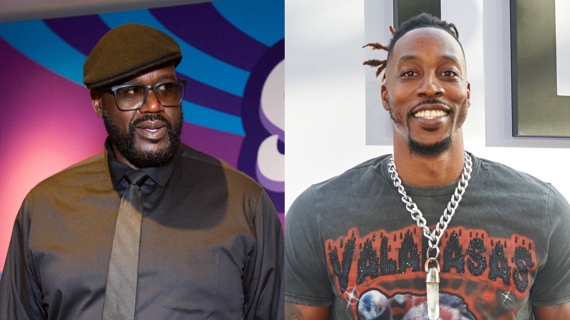 Split image of Shaq and Dwight Howard.