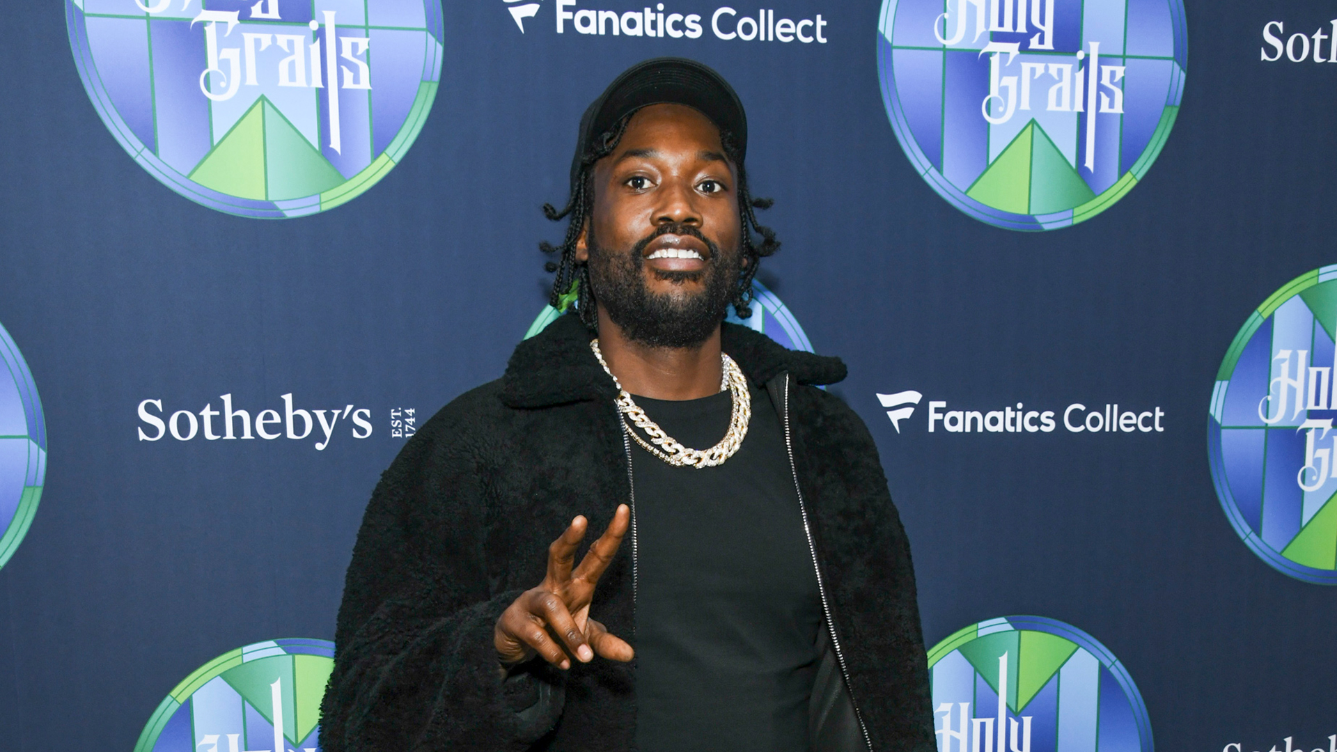 Meek Mill at Fanatics x Sotheby's "Holy Grails" Auction - Arrivals at Harlem Parish on September 24, 2024 in New York