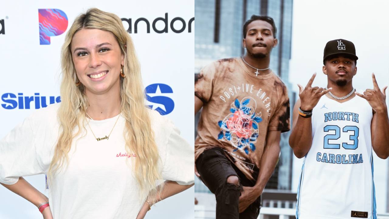 Haliey Welch with long blonde hair smiles at an event backdrop. Tim Dickerson and DeArius Marlow pose together, one in a floral shirt and the other in a sports jersey.