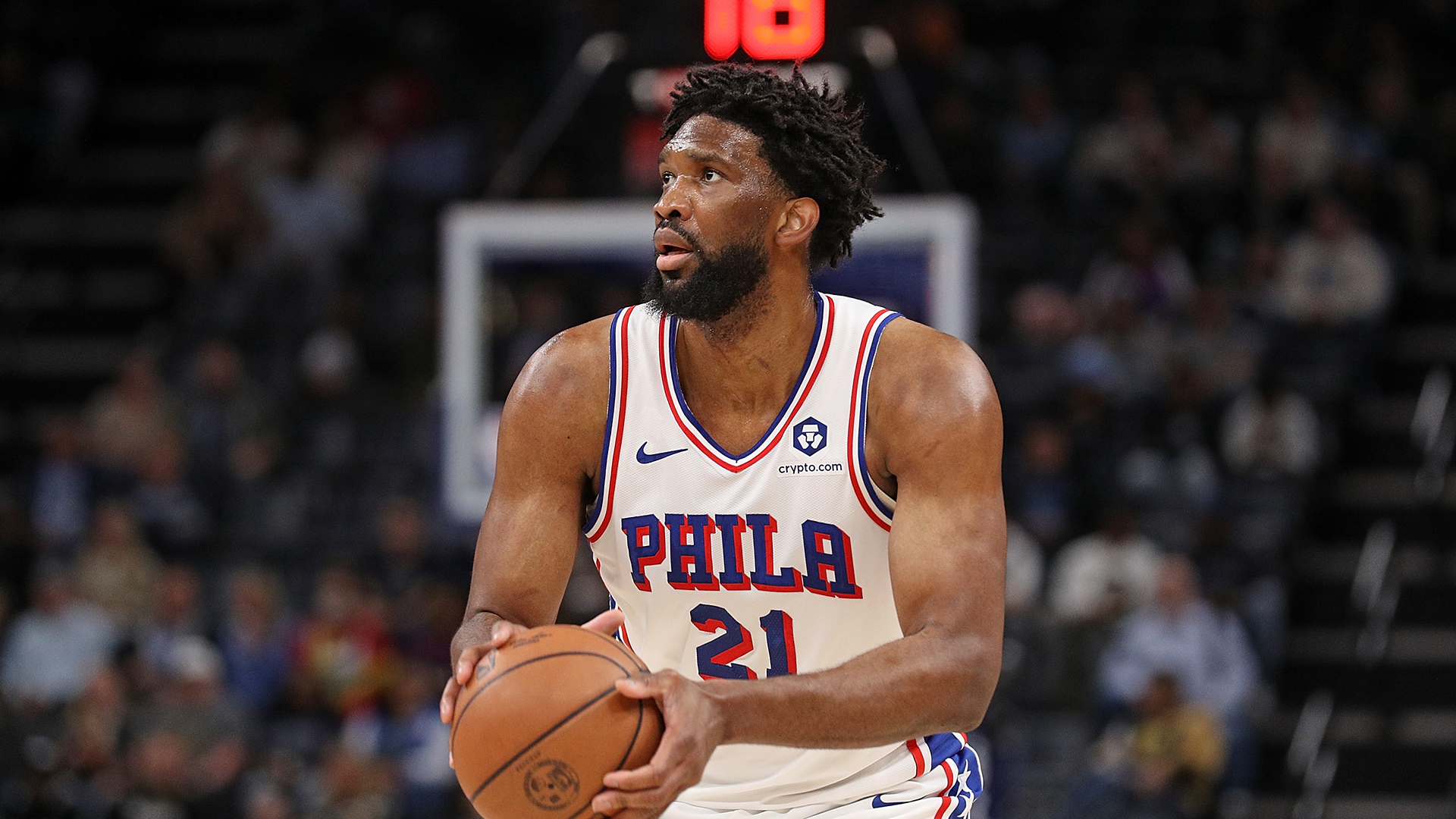 Joel Embiid of the Philadelphia 76ers during a game against the Memphis Grizzlies at FedExForum.