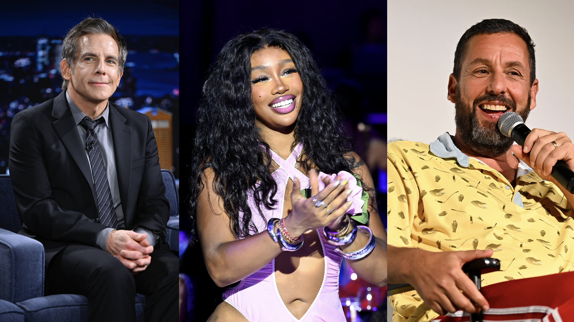 (L-R) Ben Stiller, SZA, and Adam Sandler