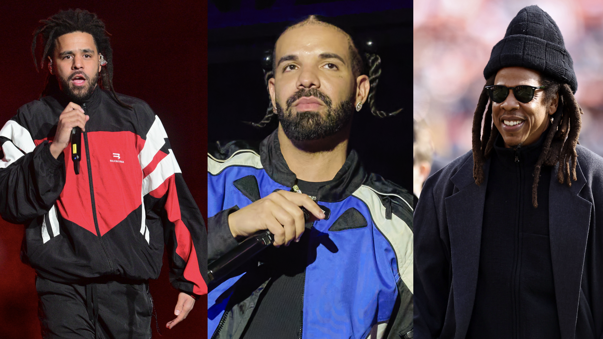 (L-R) J. Cole, Drake, Jay-Z