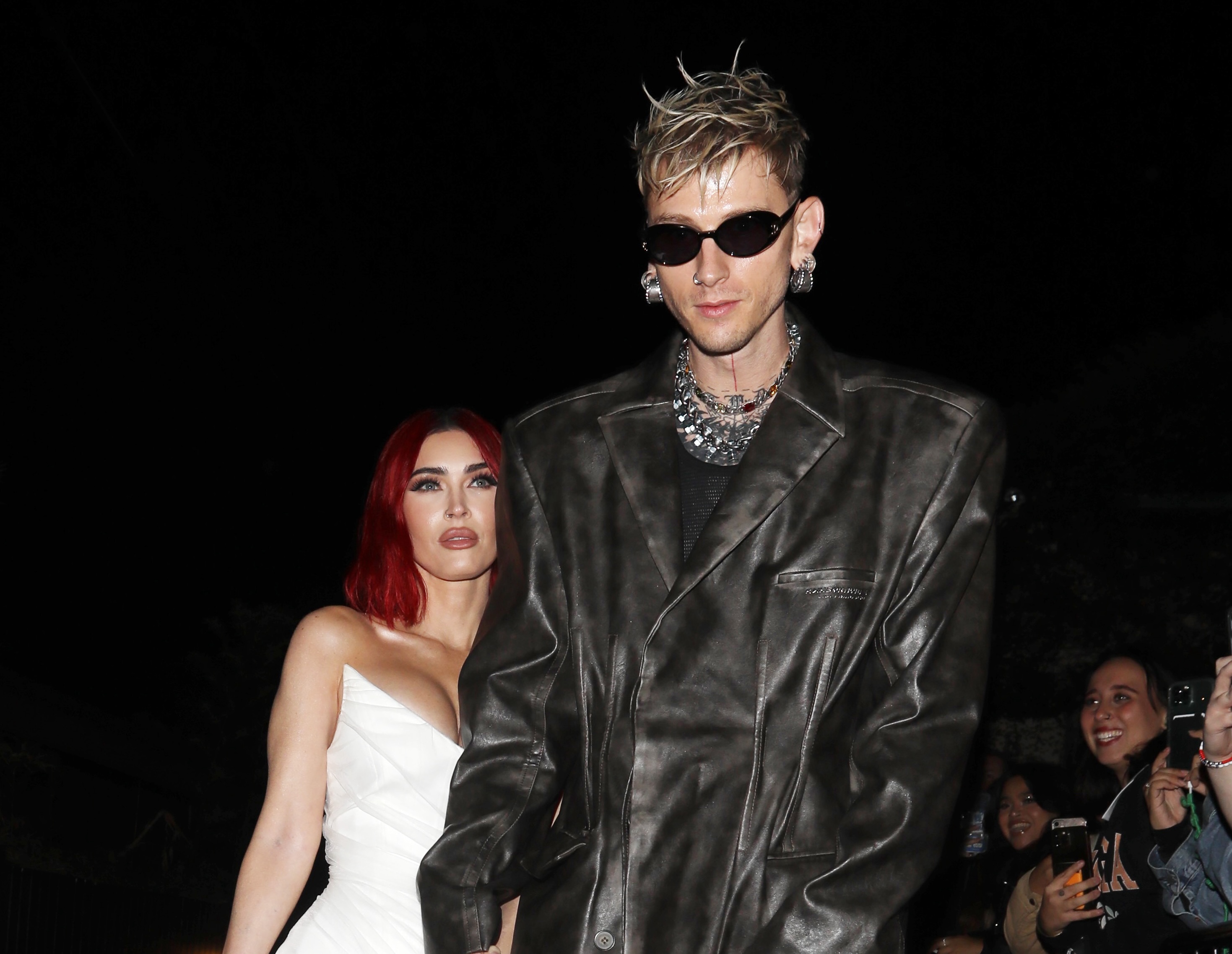 LOS ANGELES, CA - NOVEMBER 16: Megan Fox and Machine Gun Kelly are seen on November 16, 2023 in Los Angeles, California.