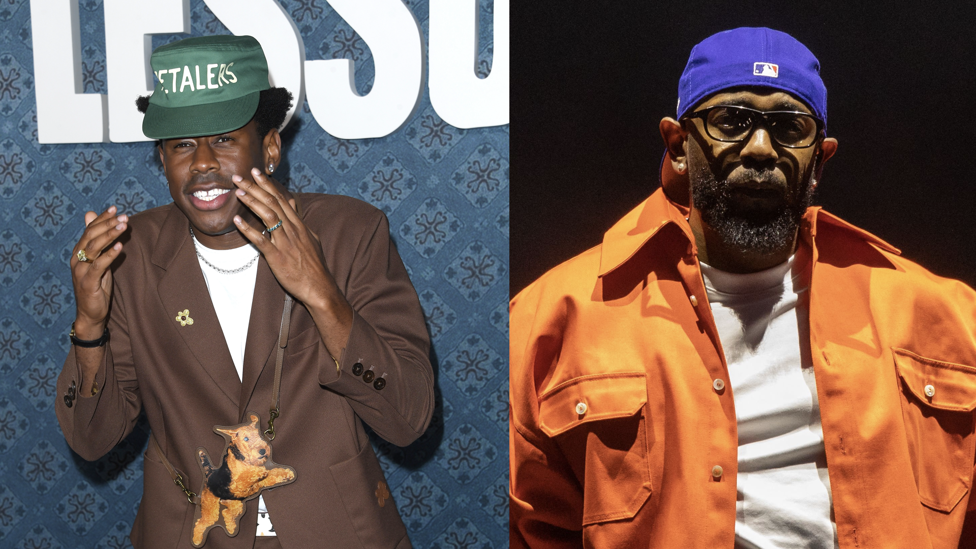 Tyler the Creator arrives at the Premiere Of Netflix's "The Piano Lesson" at The Egyptian Theatre Hollywood on November 19, 2024 in Los Angeles, California/US rapper Kendrick Lamar performs during the 2023 Governors Ball Music Festival at Flushing Meadows Corona Park in New York City on June 11, 2023.