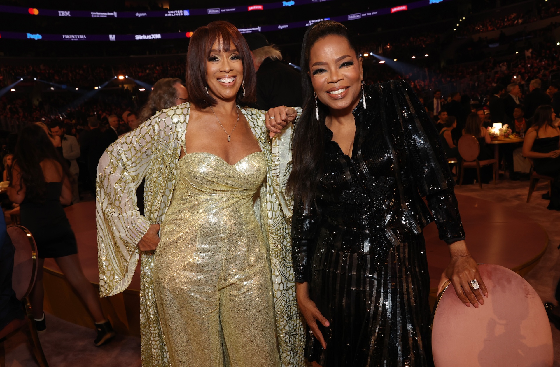 Gayle King and Oprah Winfrey attend the 66th GRAMMY Awards at Crypto.com Arena
