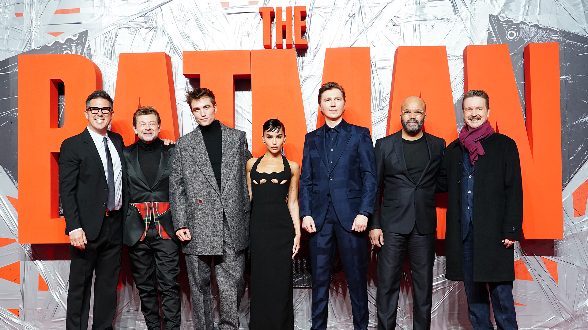 Dylan Clark, Andy Serkis, Robert Pattinson, Zoe Kravitz, Paul Dano, Jeffrey Wright, and Matt Reeves attending the special screening of The Batman at BFI IMAX Waterloo, London.