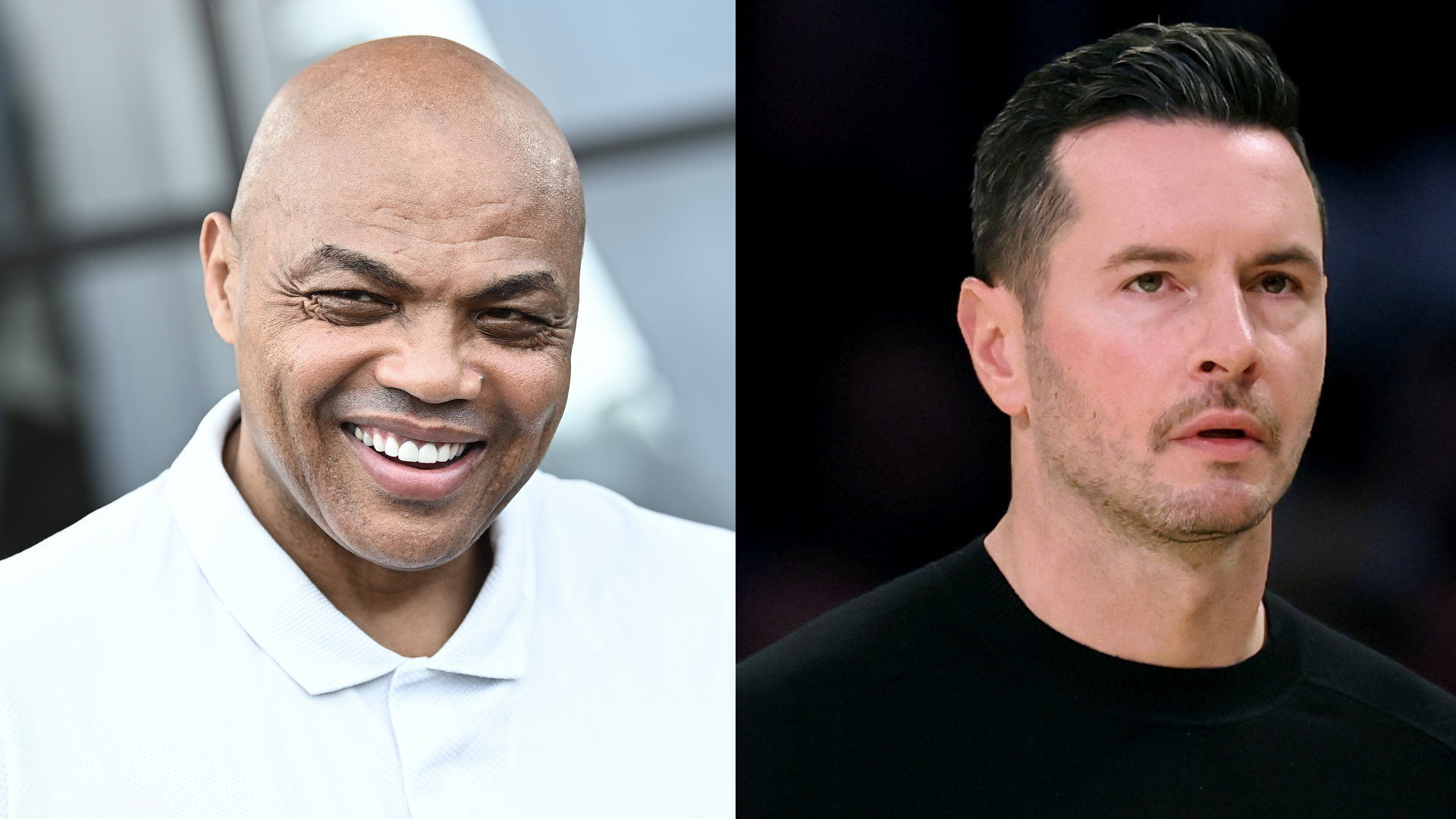 Charles Barkley attends 2024 Steve Harvey Charity Golf Classic at Bear's Best Atlanta on June 05, 2024 in Suwanee, Georgia/Head coach JJ Redick of the Los Angeles Lakers watches play during a 119-102 win over the Atlanta Hawks at Crypto.com Arena on January 03, 2025 in Los Angeles, California.