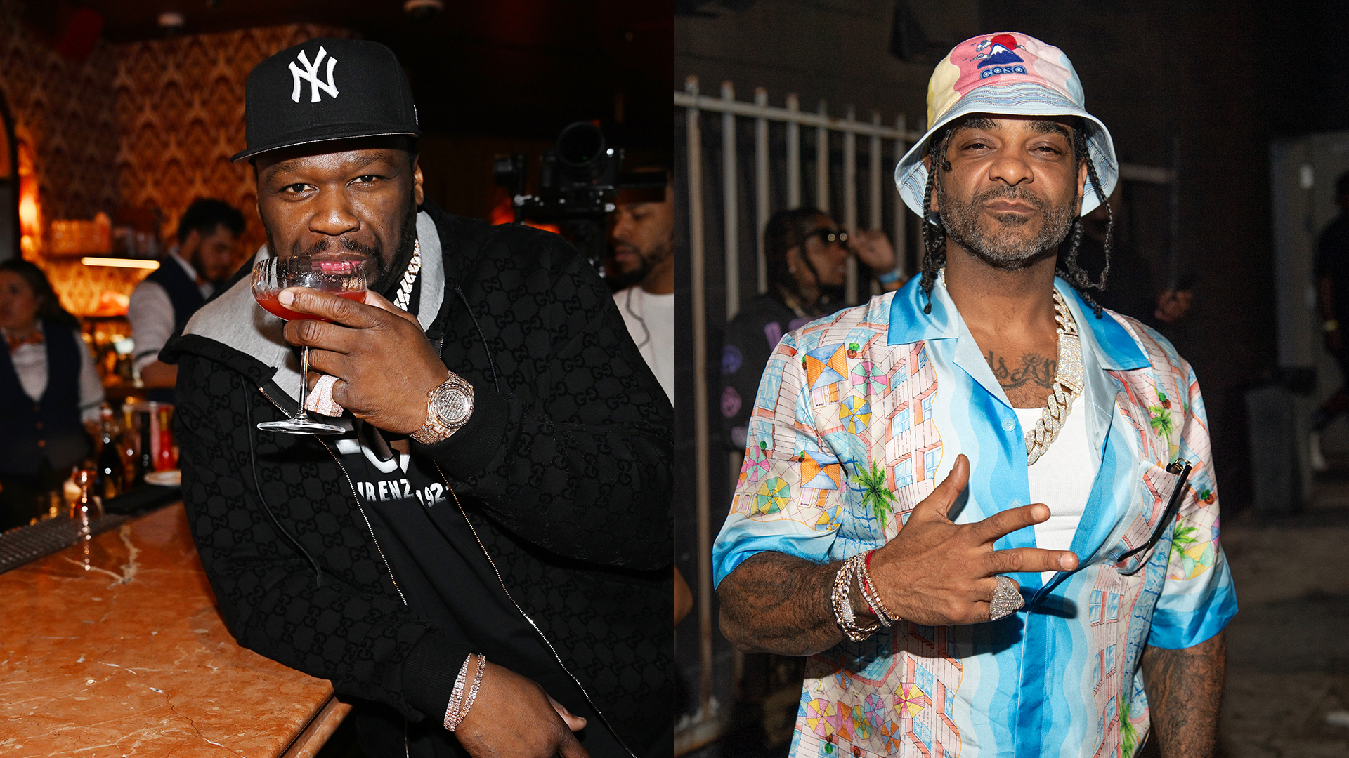 50 Cent and Jim Jones in a split image.