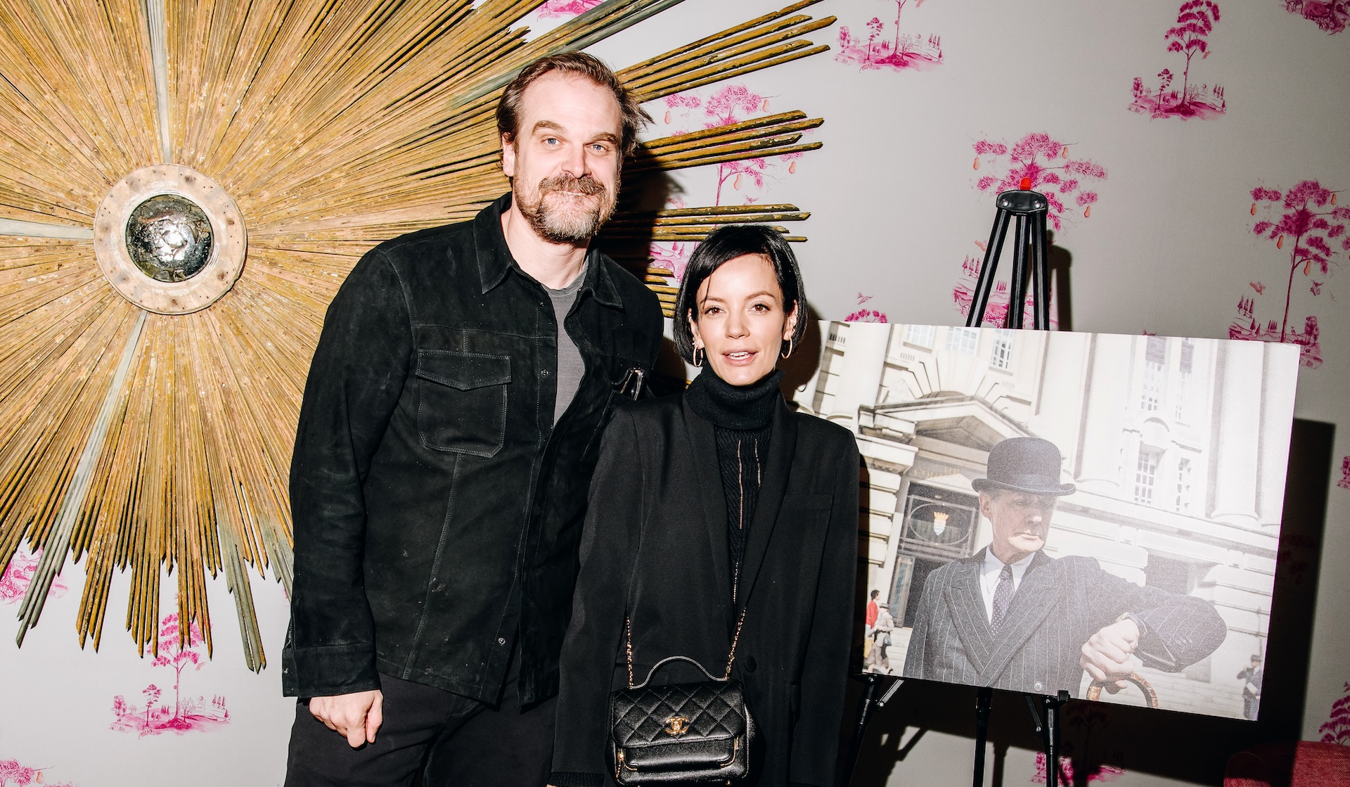 David Harbour (L) and Lily Allen (R) at the New York screening of "Living" held at Crosby Street Hotel on December 5, 2022 in New York City.