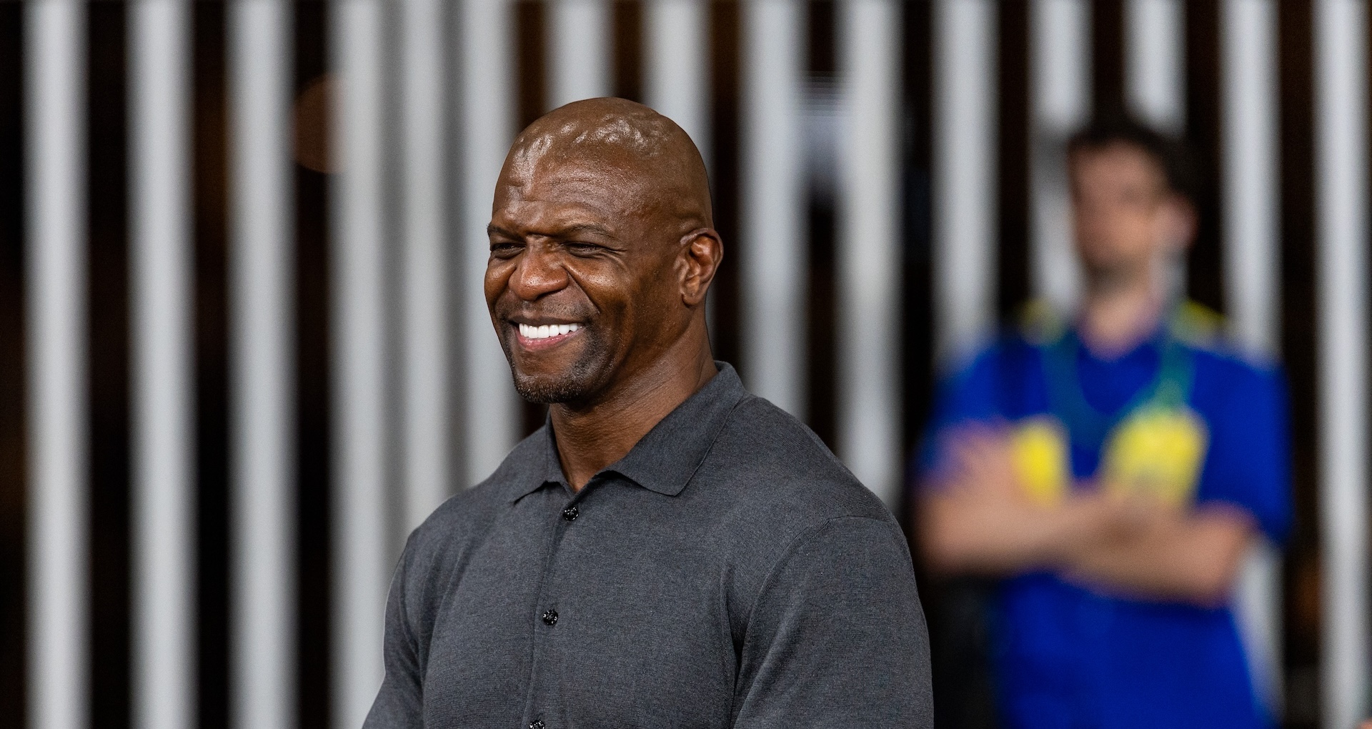 ABU DHABI, UNITED ARAB EMIRATES - DECEMBER 7: US actor Terry Crews in parc ferme during qualifying ahead of the F1 Grand Prix of Abu Dhabi at Yas Marina Circuit on December 7, 2024 in Abu Dhabi, United Arab Emirates.