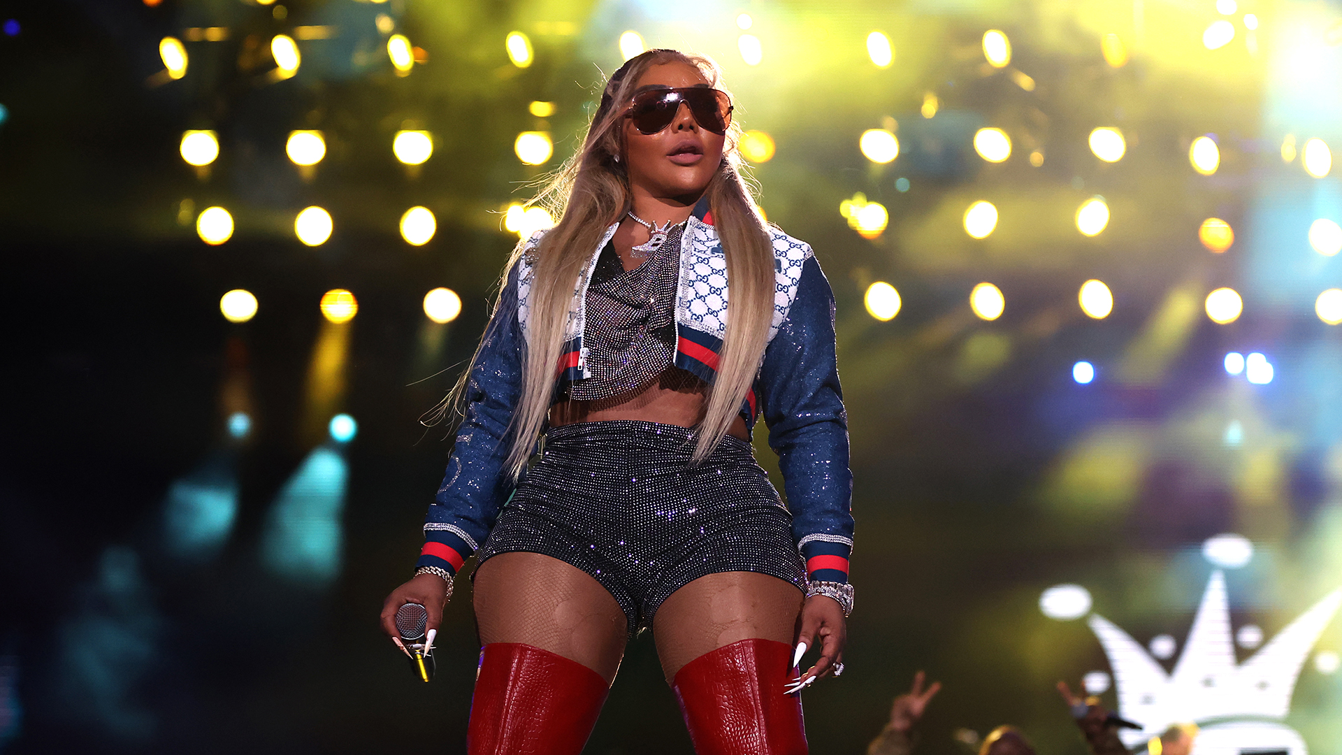 Lil' Kim performing onstage at Hip Hop 50 Live.