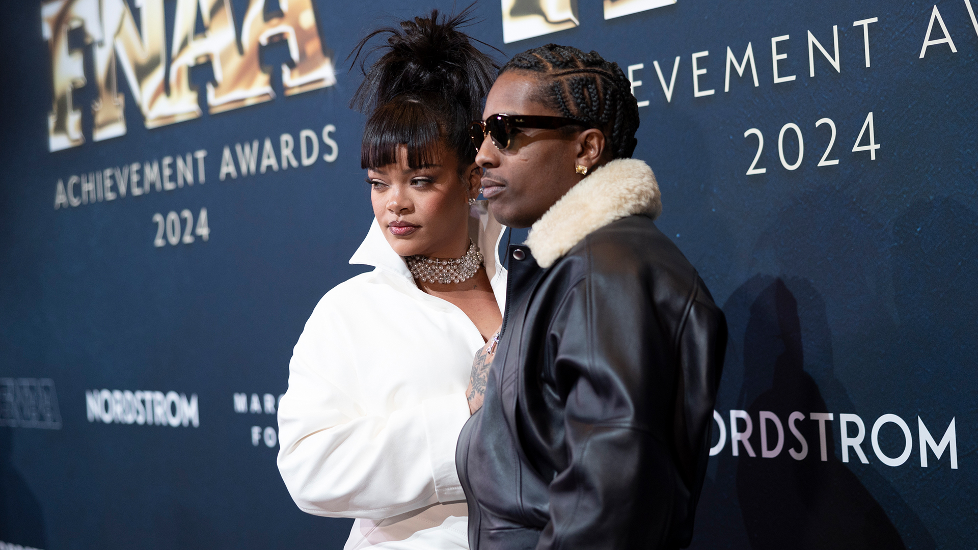 Rihanna, A$AP Rocky at 2024 Footwear News Achievement Awards - Cocktails at Cipriani South Street.