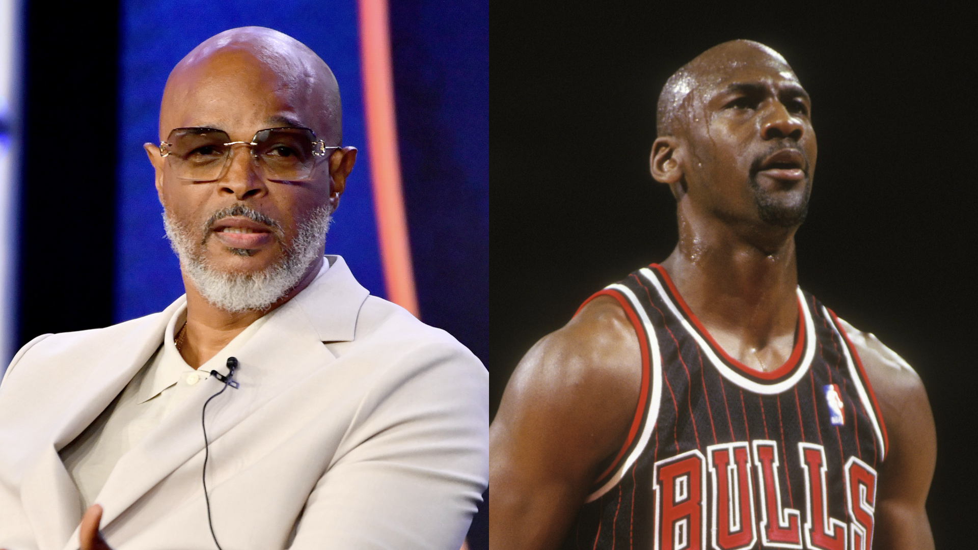 Damon Wayans speaks onstage at the "Poppa’s House" Presentation Q&A during the CBS Network portion of the 2024 TCA Summer Press Tour at The Langham Huntington, Pasadena on July 13, 2024 in Pasadena, California/Michael Jordan #23 of the Chicago Bulls takes a foul shot during a NBA basketball game against the Washington Bullets at USAir Arena on February 1, 1996 in Landover, Maryland.