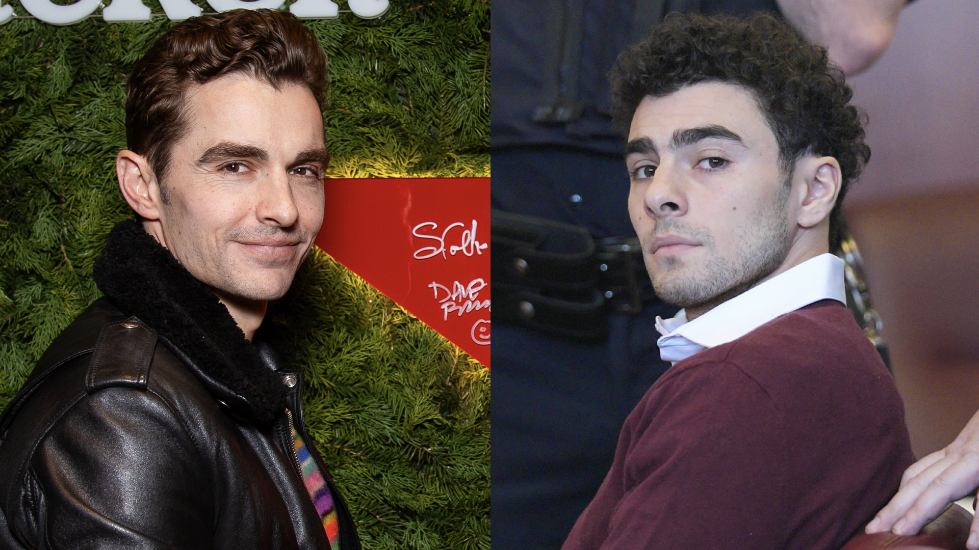 Dave Franco at the THR Studio at Park City x Heineken held at the Pendry Park City on January 24, 2025 in Park City, Utah/Luigi Mangione appears for his arraignment at Manhattan Criminal Court on December 23, 2024 in New York City.