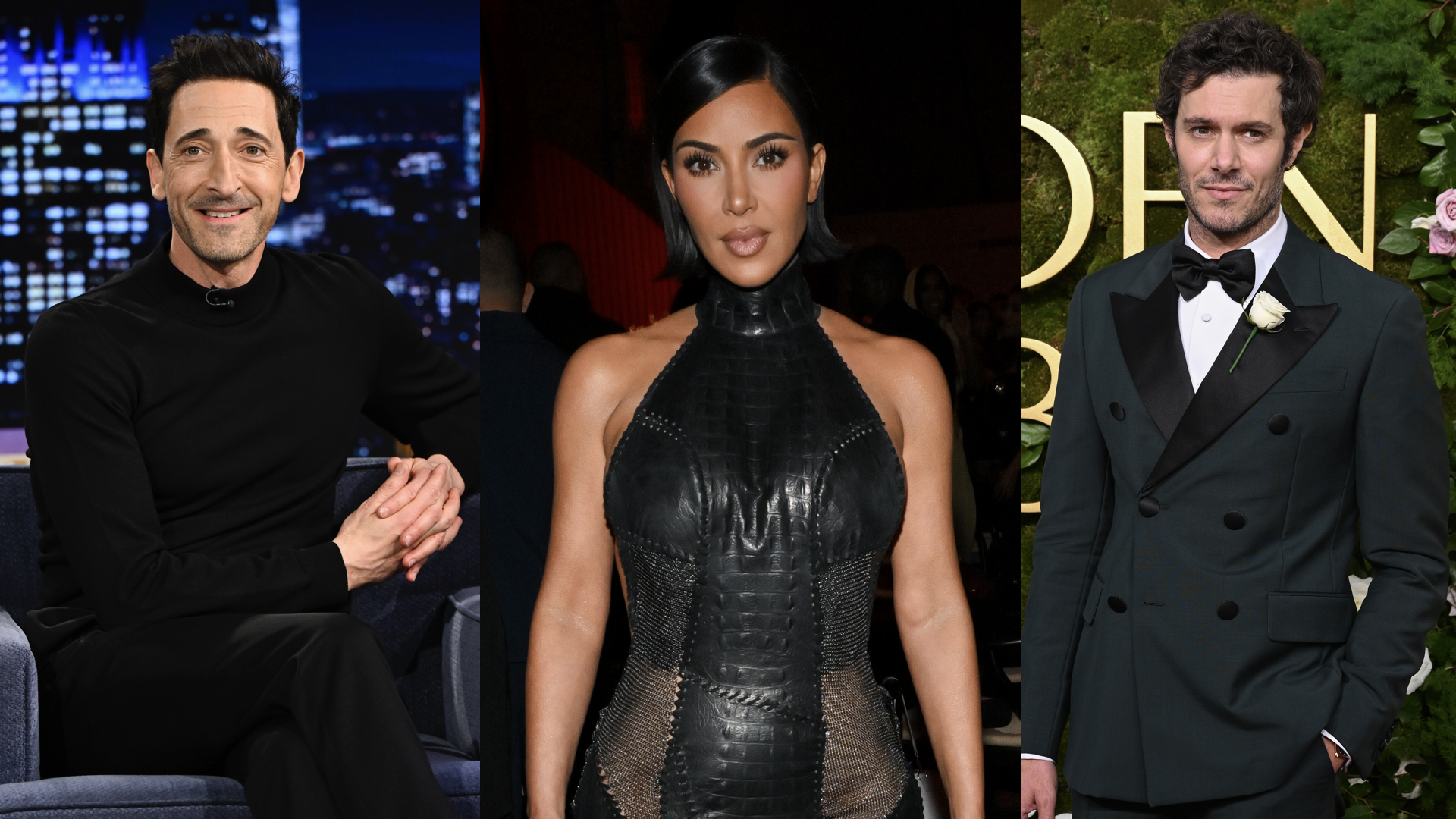 Kim Kardashian at the Fourth Annual Fifteen Percent Pledge Gala held at Paramount Studios on February 1, 2025 in Los Angeles, California/Adam Brody attends the 82nd Annual Golden Globe Awards at Beverly Hilton on January 05, 2025 in Beverly Hills, California/Adam Brody attends the 82nd Annual Golden Globe Awards at Beverly Hilton on January 05, 2025 in Beverly Hills, California.