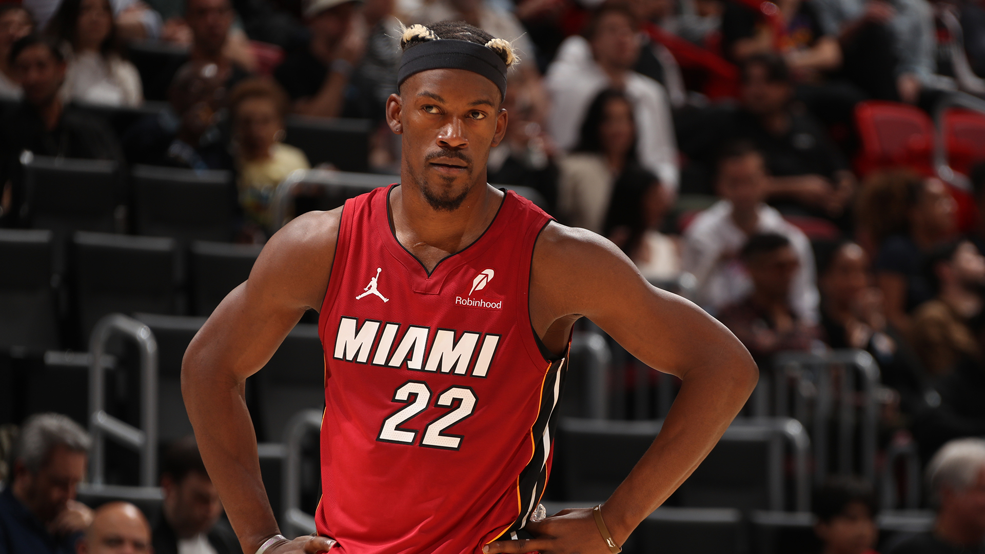 Jimmy Butler during a Miami Heat and Portland Trail Blazers game.