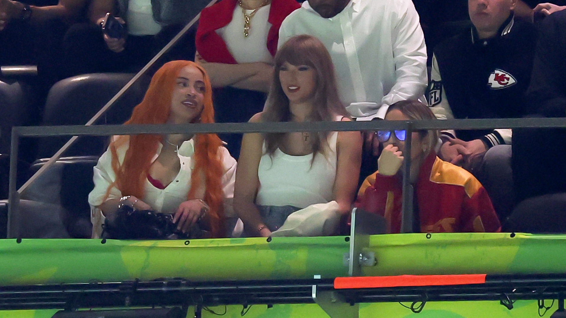 Ice Spice and Taylor Swift at Super Bowl LIX