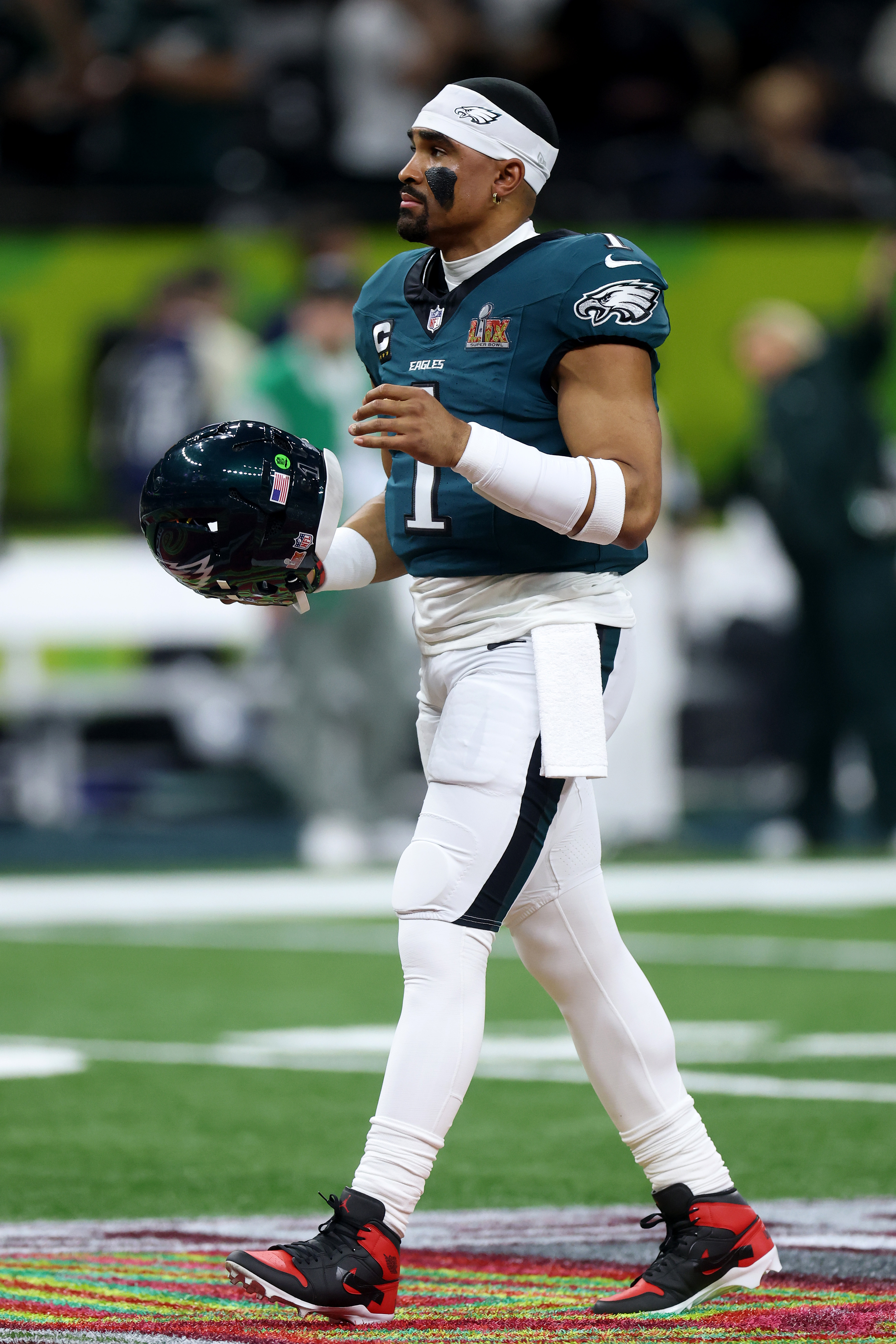 Jalen Hurts Brought 'Banned' Air Jordan 1 Cleats to the Super Bowl