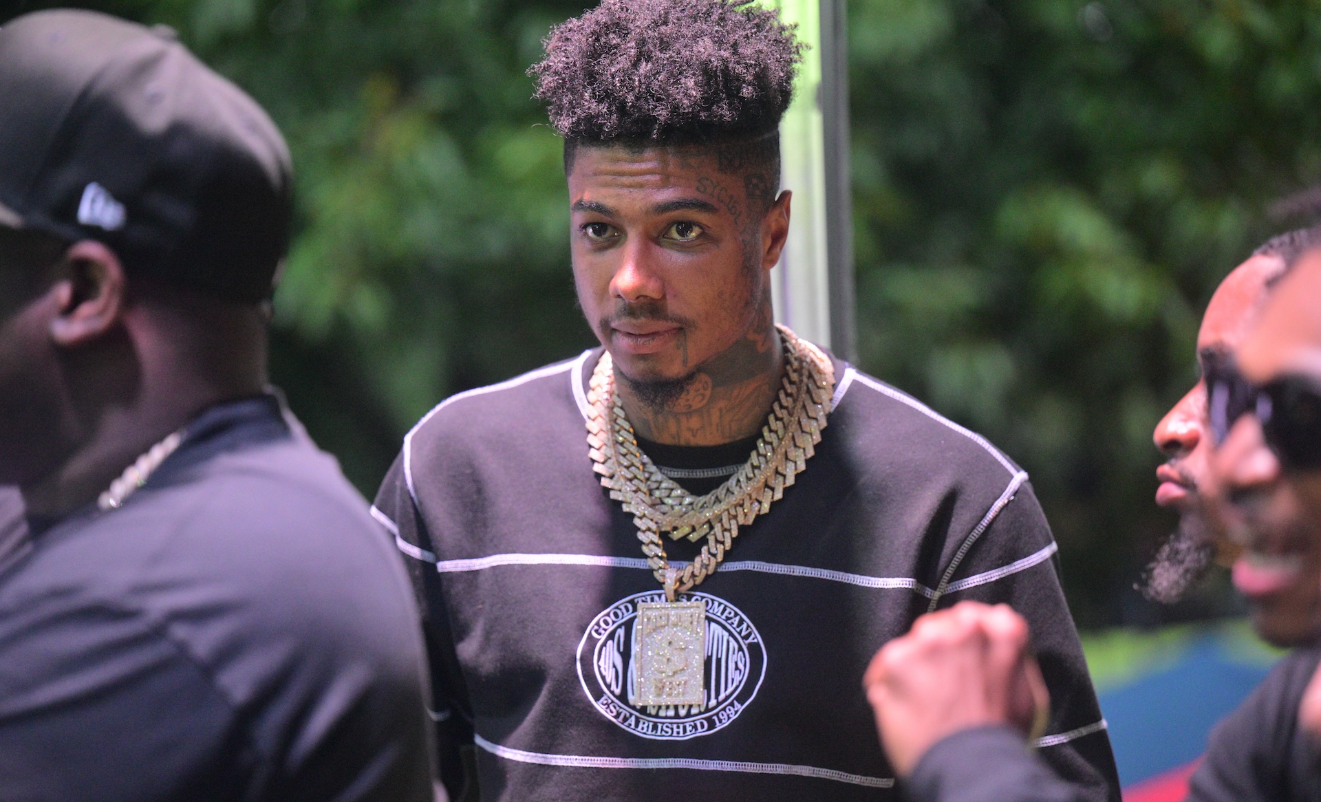 ATLANTA, GA - SEPTEMBER 04: Rapper Blueface attends Atlanta Black Pride Weekend Pure Heat Community Festival at Piedmont Park on September 4, 2022 in Atlanta, Georgia.