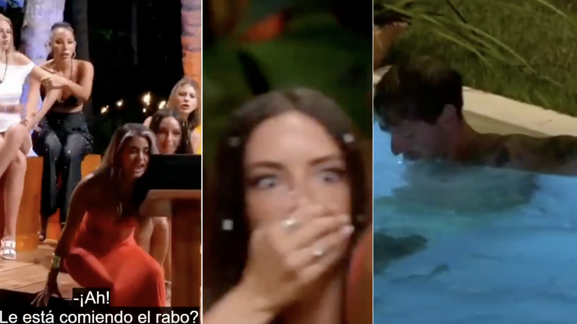 Screenshots from a viral video of the Spanish reality series 'Temptation Island.'