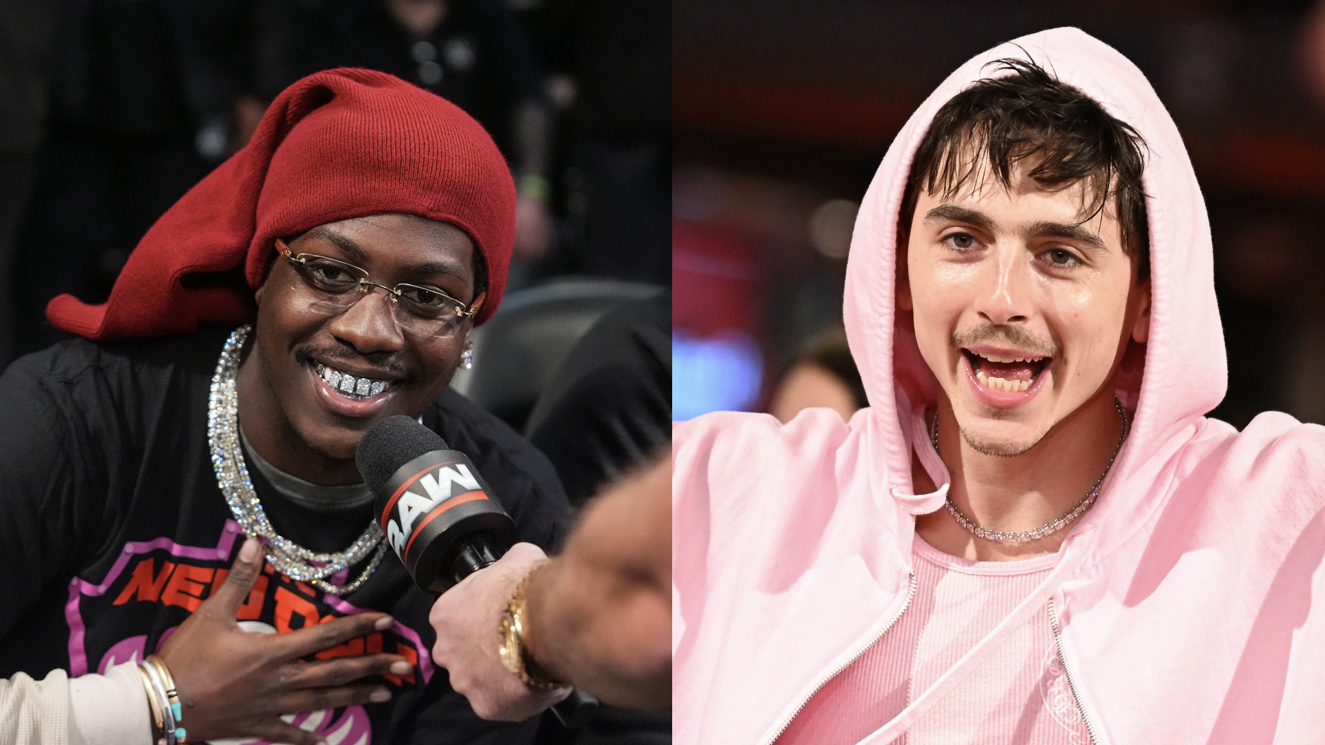 Lil Yachty in attendance during WWE Monday Night RAW at State Farm Arena on January 27, 2025 in Atlanta, Georgia/Timothée Chalamet attends the "A Complete Unknown" premiere during the 75th Berlinale International Film Festival Berlin at Berlinale Palast on February 14, 2025 in Berlin, Germany.