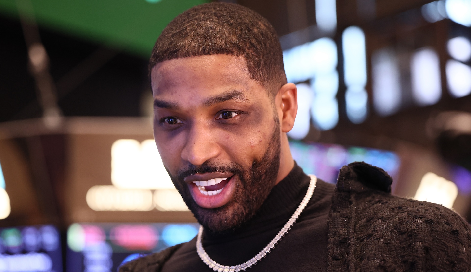 NEW YORK, NEW YORK - FEBRUARY 19: NBA player Tristan Thompson tours the New York Stock Exchange during morning trading on February 19, 2025 in New York City. The stock market opened low amid U.S. President Donald Trump's latest 25% tariff hike and the release of the latest Federal Reserve minutes.
