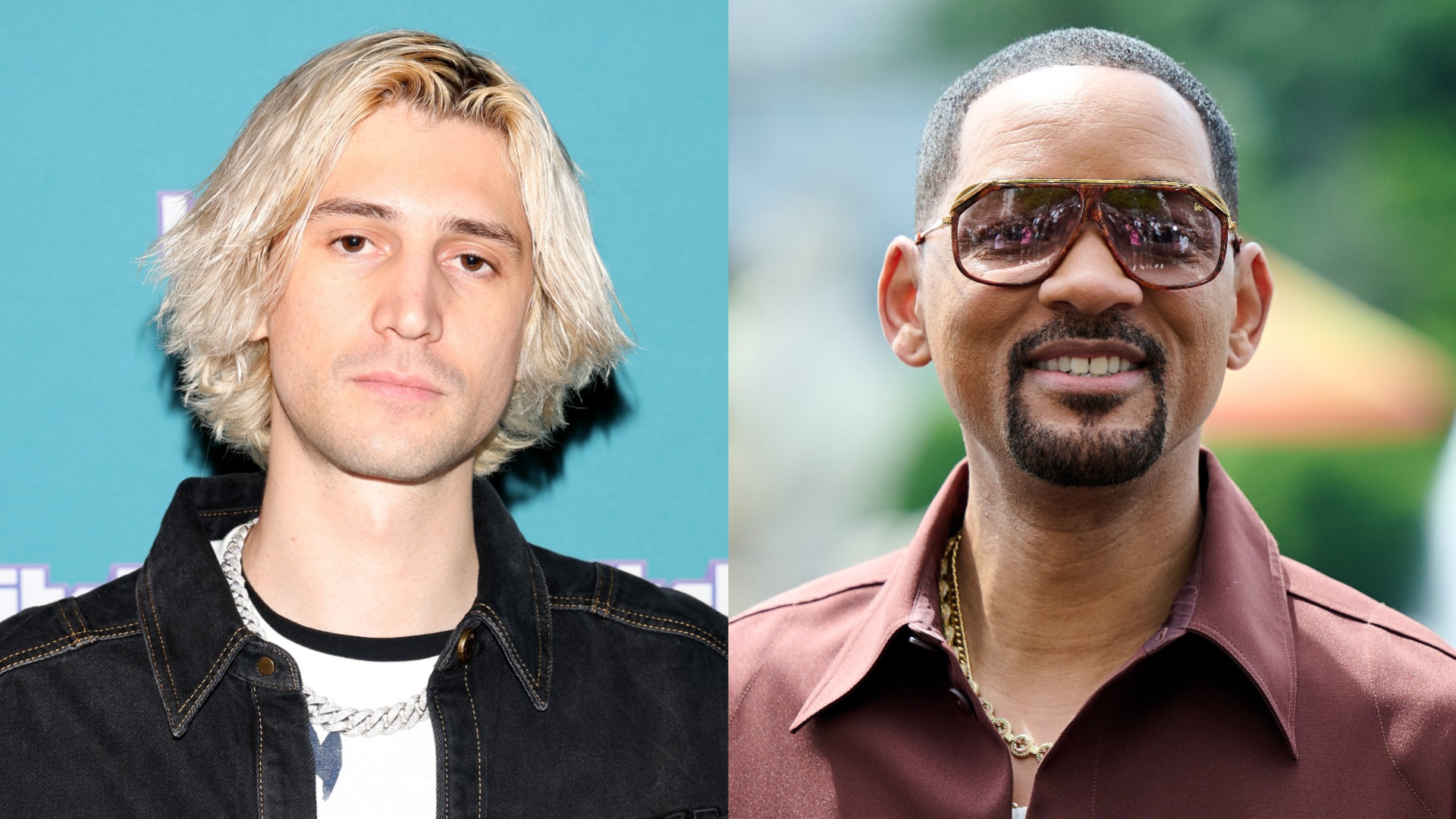 Split image of xQc and Will Smith.