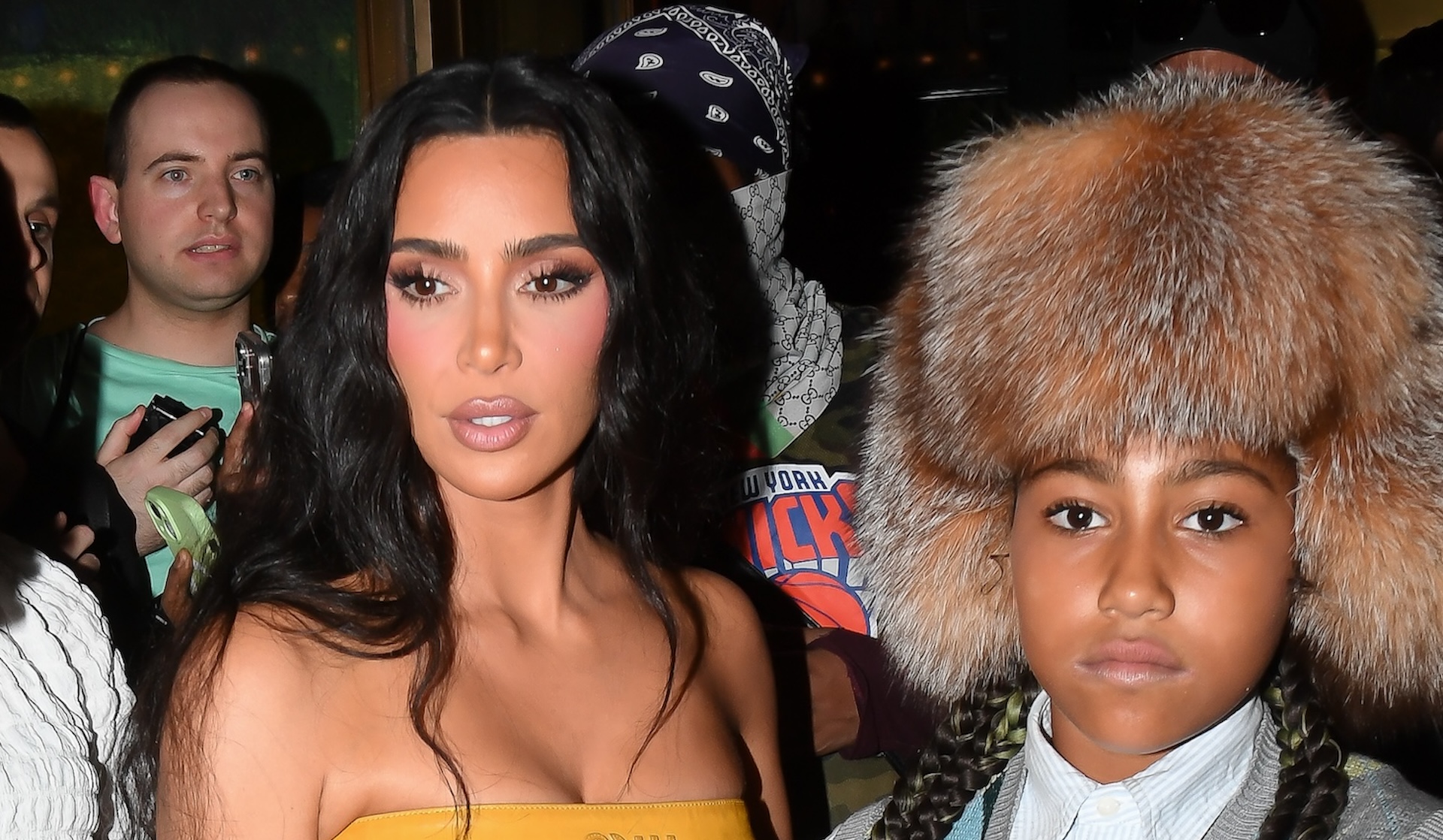 Kim Kardashian and daughter North West are seen out for dinner at the Polo Bar on August 14, 2024 in New York City.
