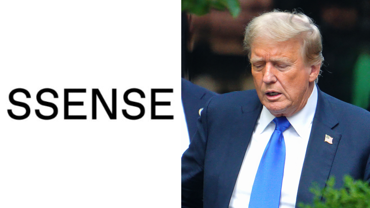 A man in a suit and blue tie appears next to the word "SSENSE" on a white background.
