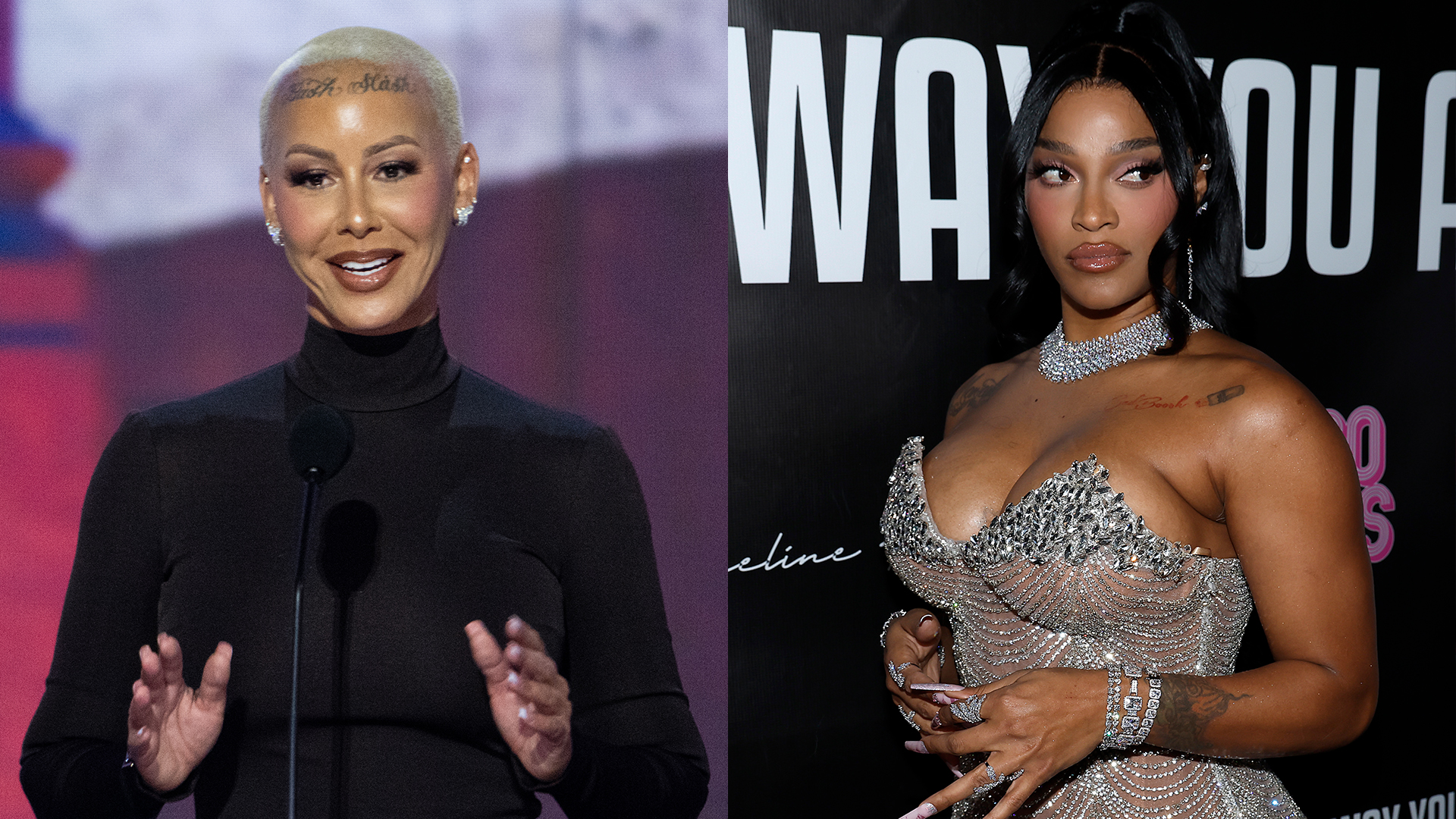 Amber Rose and Joseline Hernandez in a split image.