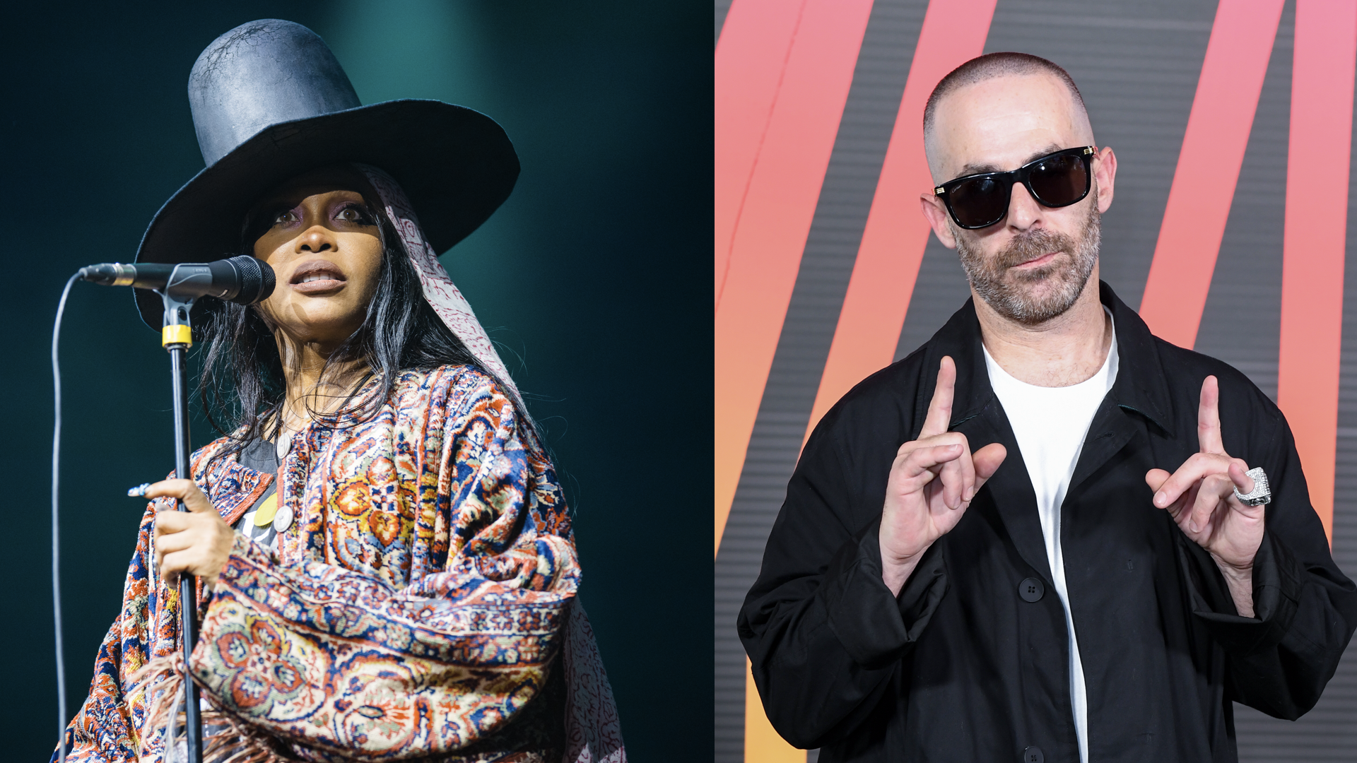 SAO PAULO, BRAZIL - NOVEMBER 6: Erykah Badu performs live on stage at Espaço Unimed on November 6, 2024 in Sao Paulo, Brazil/The Alchemist attends the 2024 BET Hip Hop Awards at Drai’s Beach Club – Nightclub at The Cromwell Las Vegas on October 08, 2024 in Las Vegas, Nevada.