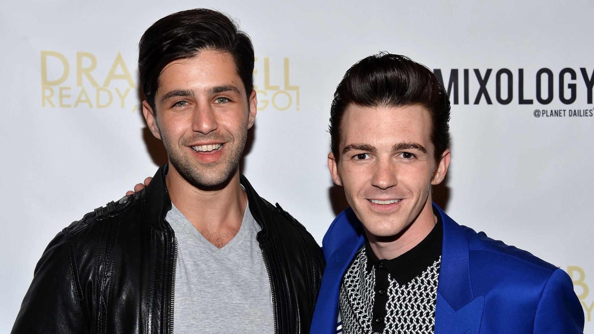 LOS ANGELES, CA - APRIL 17: Actors Josh Peck (L) and Drake Bell arrive at Drake Bell's "Ready Steady Go!" album release party at Mixology101 & Planet Dailies on April 17, 2014 in Los Angeles, California.
