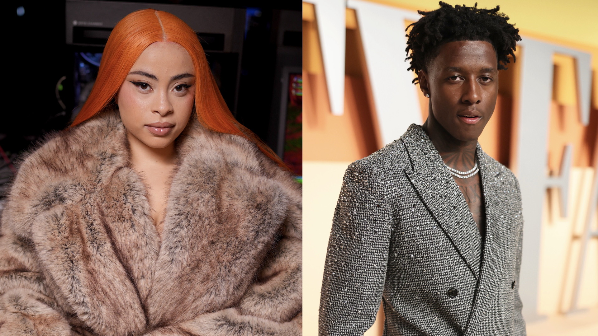 Ice Spice at the Coperni Fall RTW 2025 fashion show as part of Paris Fashion Week held at Adidas Arena on March 9, 2025 in Paris, France/Sauce Gardner attends the 2025 Vanity Fair Oscar Party Hosted By Radhika Jones at Wallis Annenberg Center for the Performing Arts on March 02, 2025 in Beverly Hills, California.