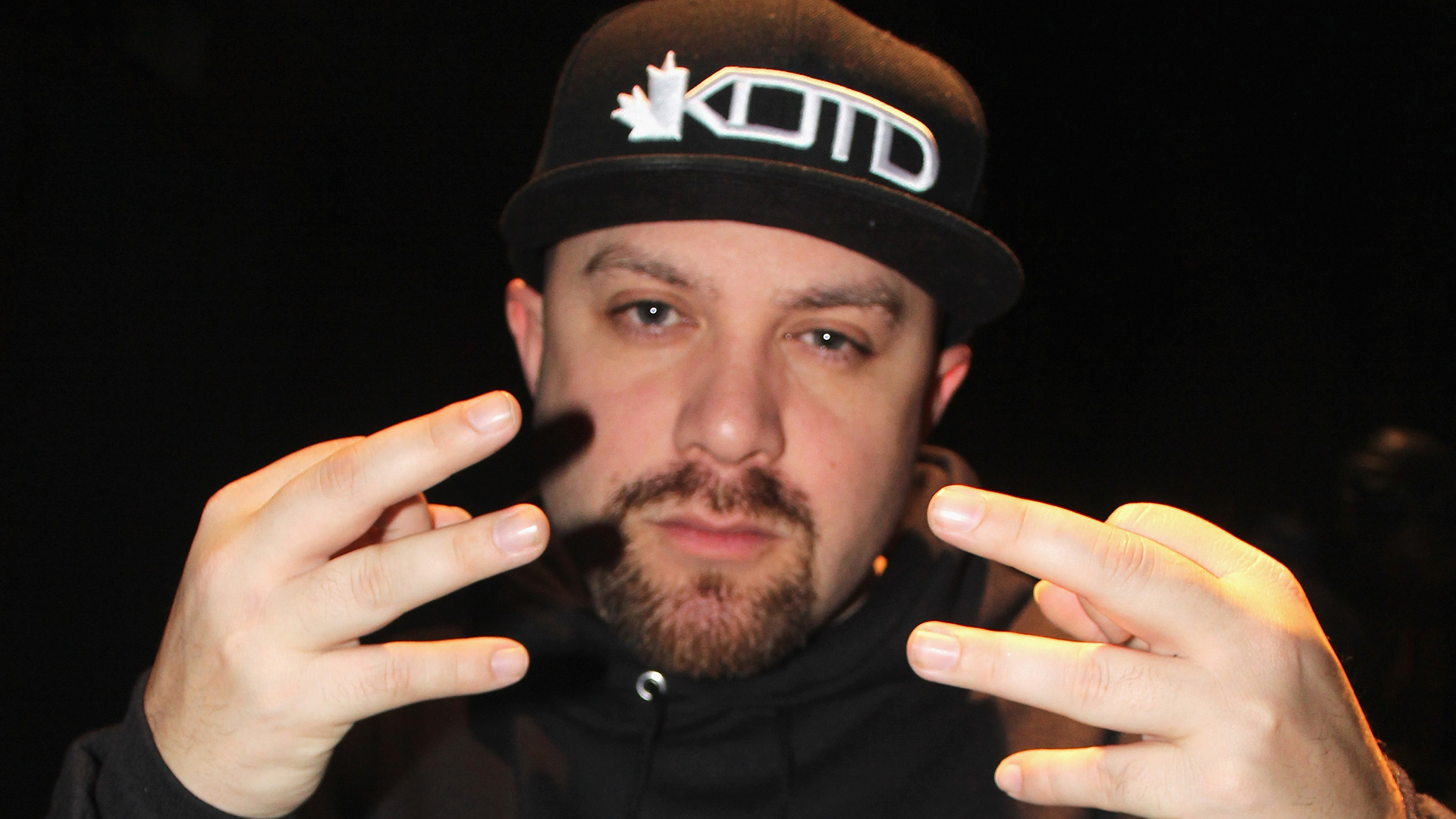 Rapper Bishop Brigante attends the King of the Dot and OVO 'Blackout 5' Rap Battle at Queen Elizabeth Theatre.