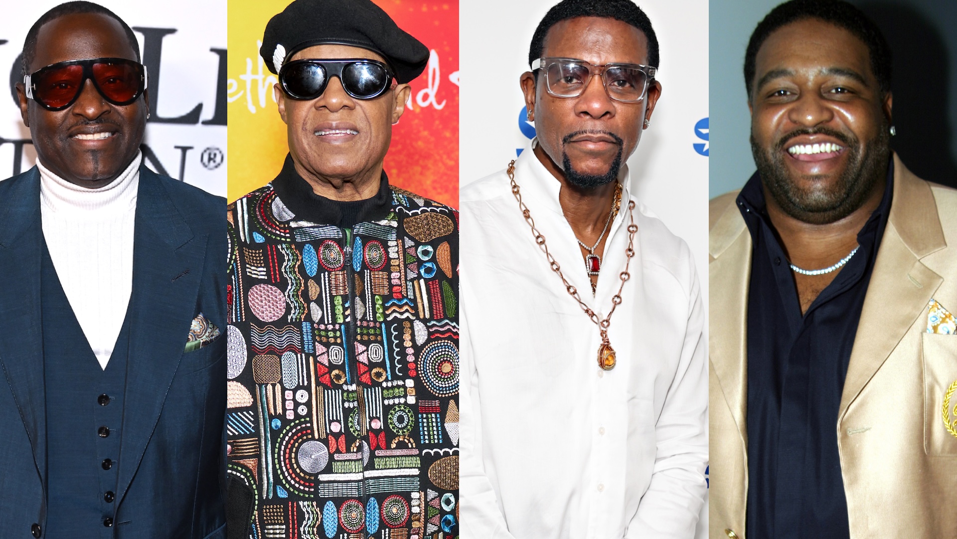 (L-R) Johnny Gill, Stevie Wonder, Keith Sweat, and Gerald Levert