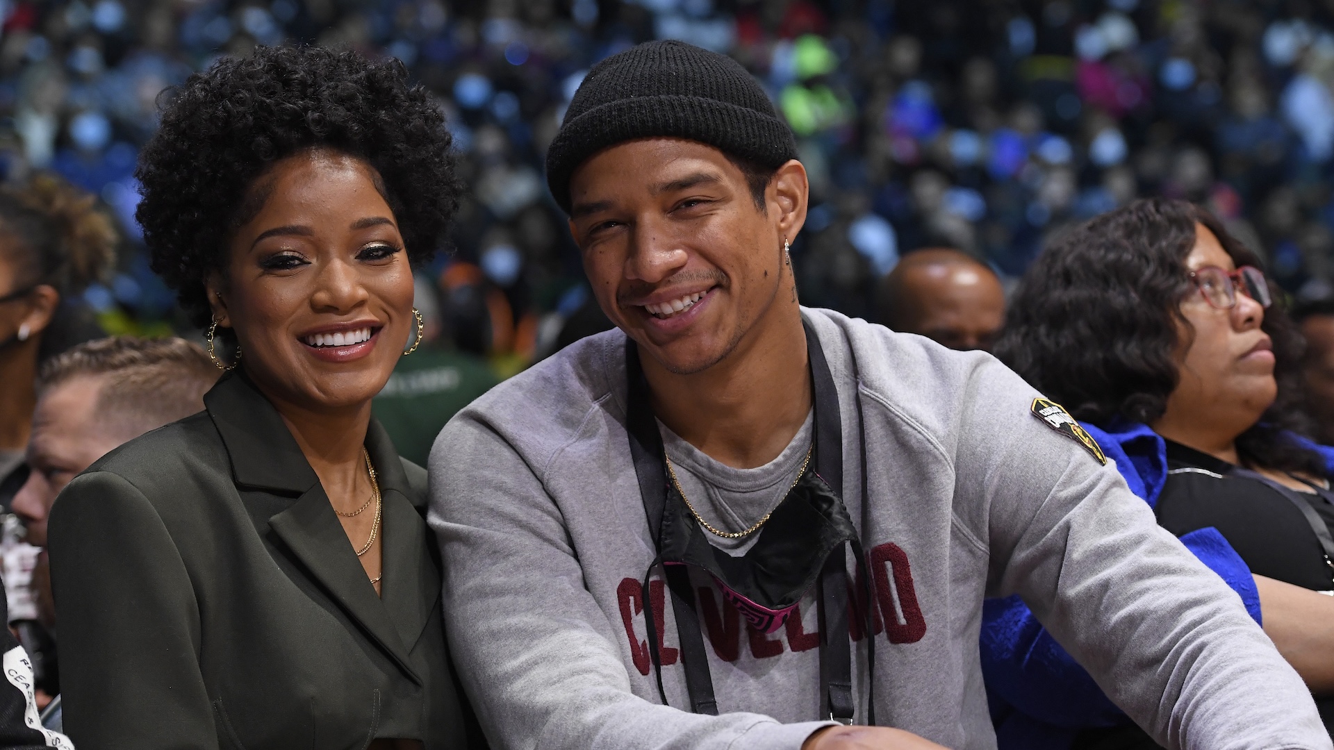 CLEVELAND, OH - FEBRUARY 19: Actress, Keke Palmer and Darius Jackson attend the NBA x HBCU Classic Presented by AT&T as part of 2022 NBA All Star Weekend on Thursday, February 19, 2022 at Wolstein Center in Cleveland, Ohio.