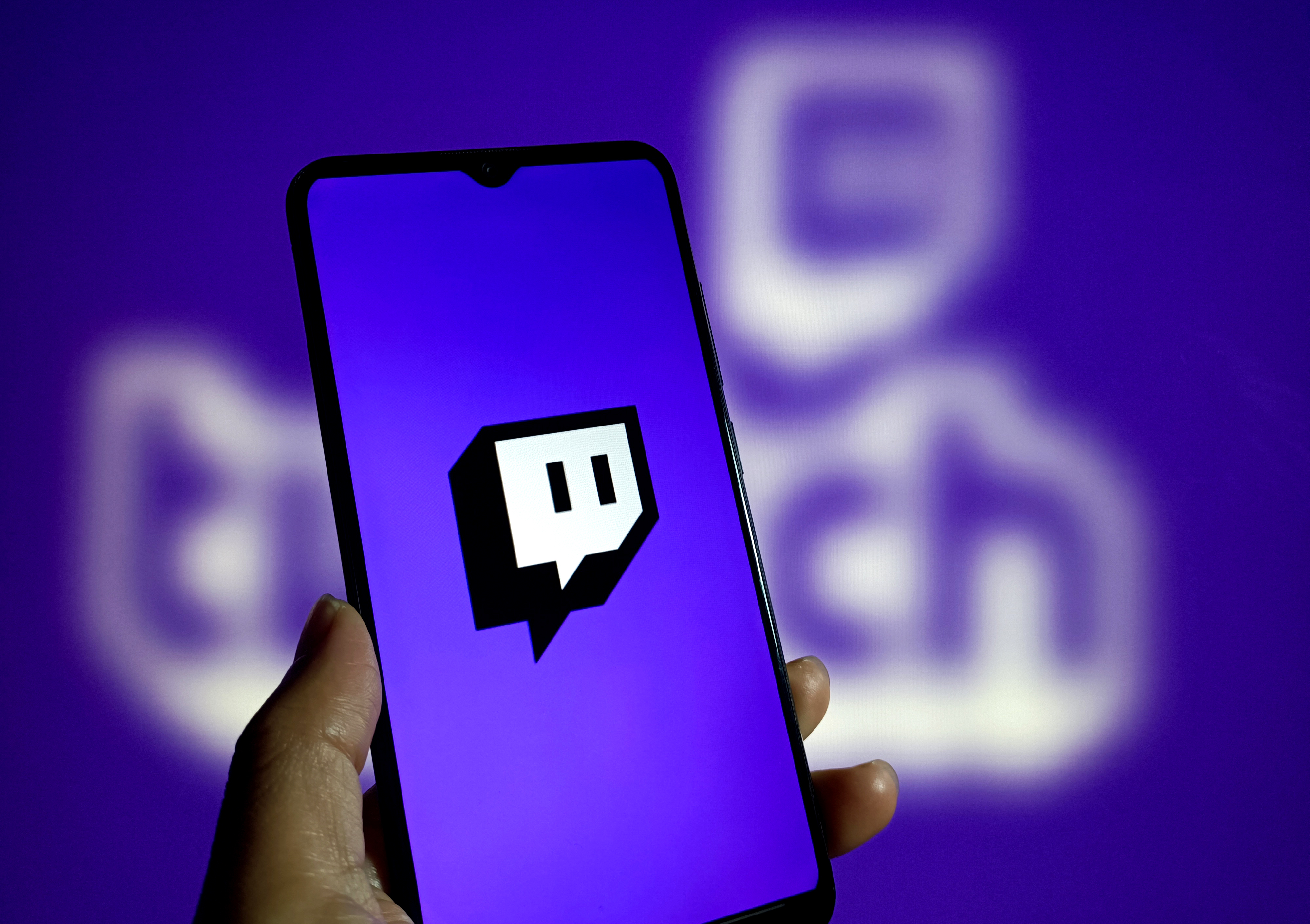 An illustration of Twitch is being displayed in Suqian, Jiangsu Province, China, on December 6, 2023