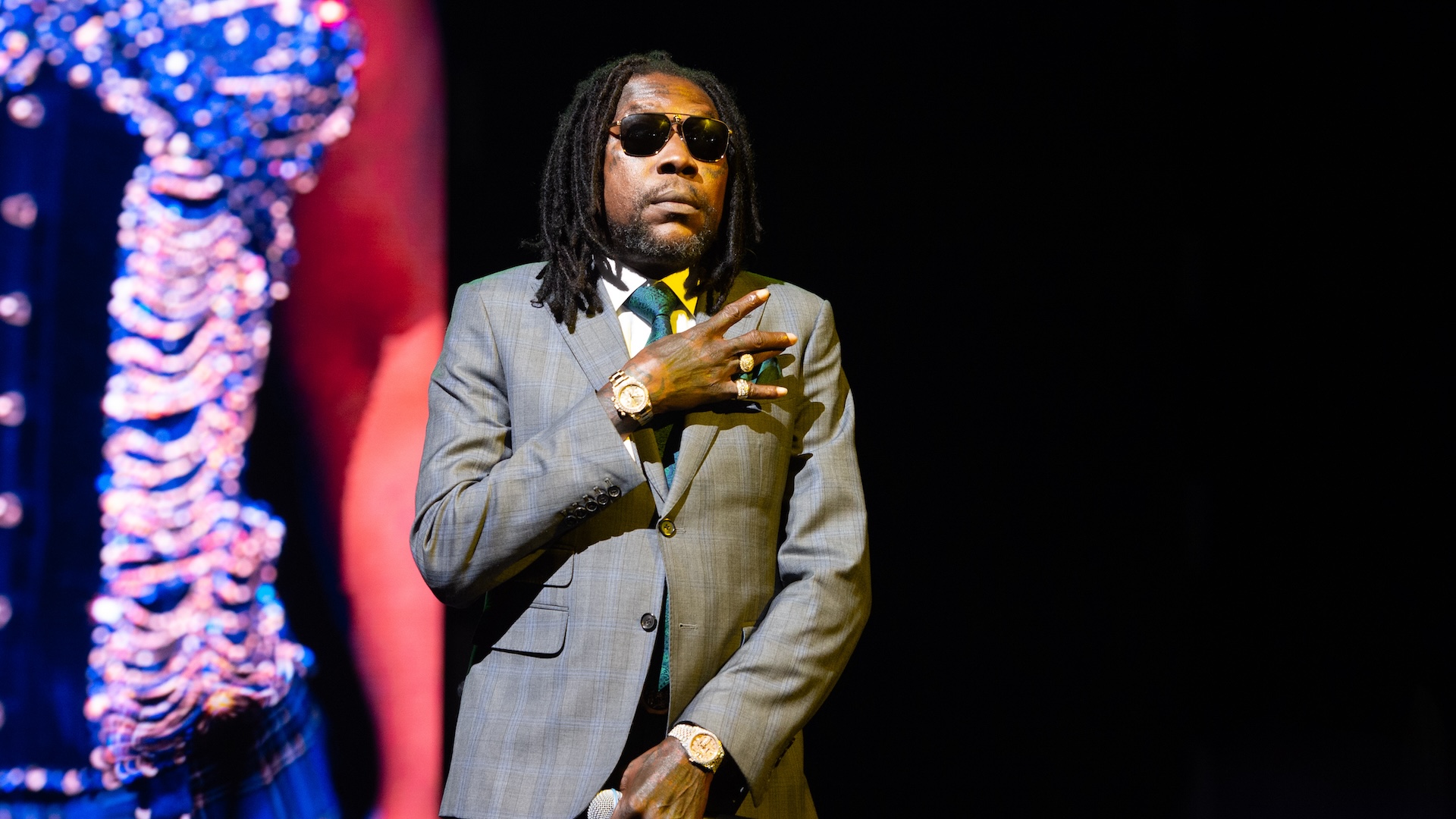 NEWCASTLE UPON TYNE, ENGLAND - FEBRUARY 18: Vybz Kartel performs during the MOBO Awards 2025 at the Utilita Arena on February 18, 2025 in Newcastle upon Tyne, England.