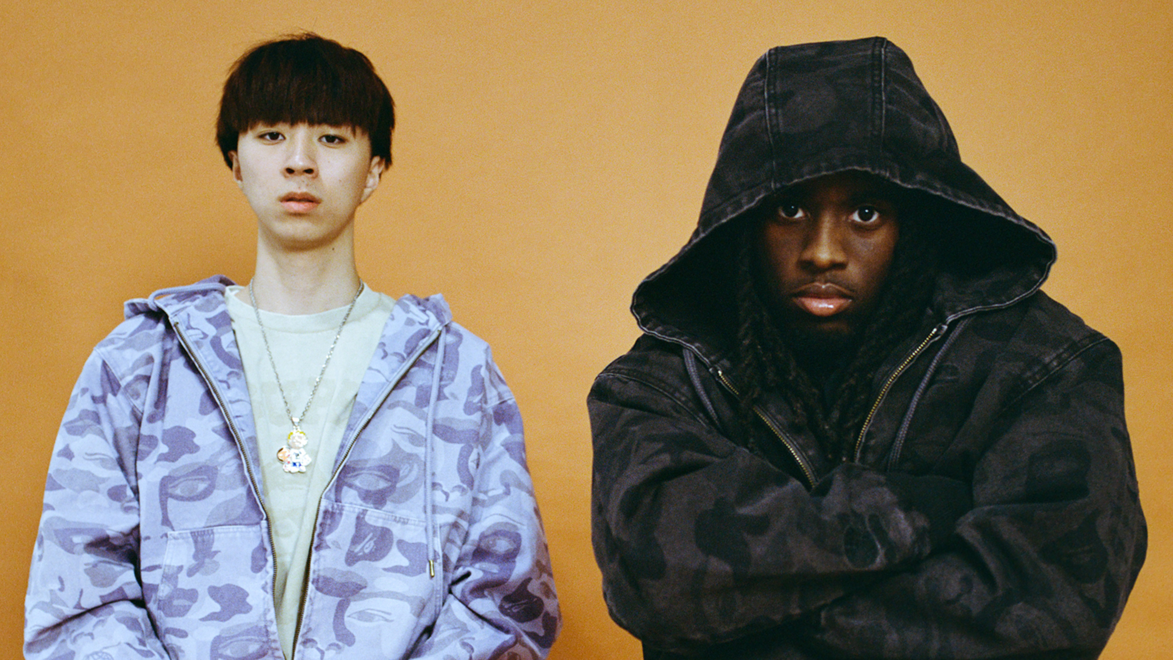 Kai Cenat and Ray in KidSuper x Bape jackets.