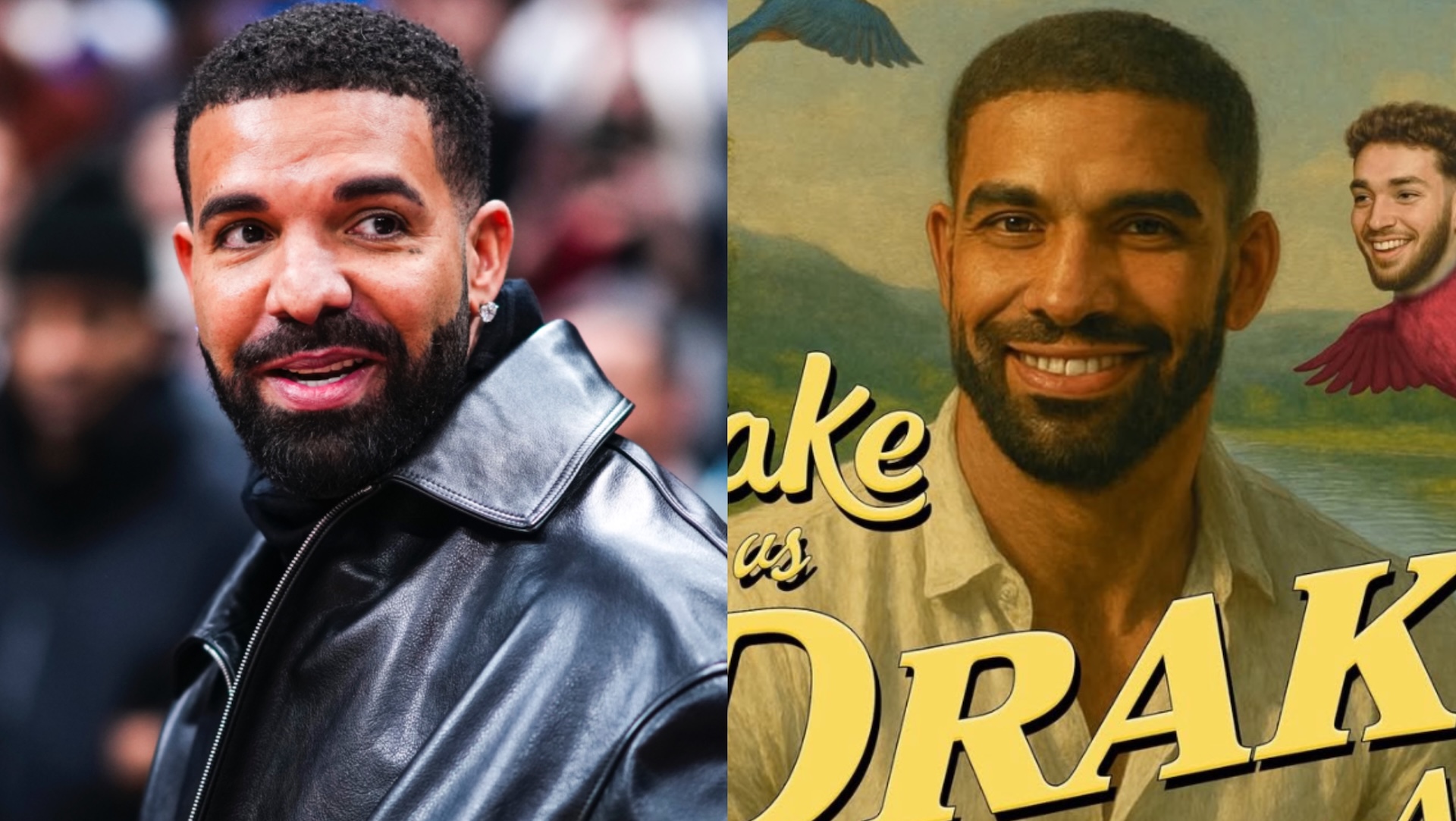 Drake and poster for 'Stake vs. Drake and Adin' livestream.