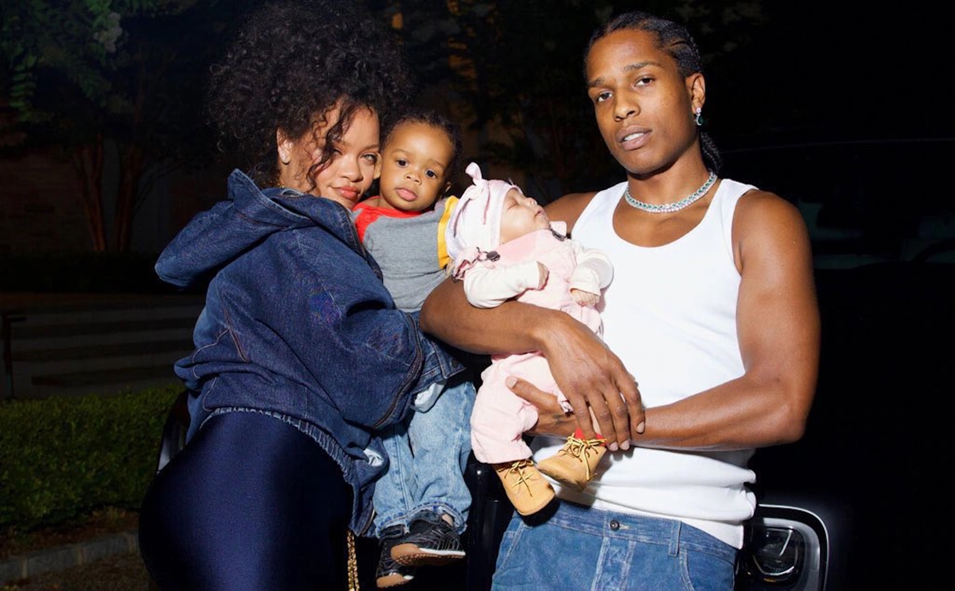 ASAP Rocky and Rihanna with their kids